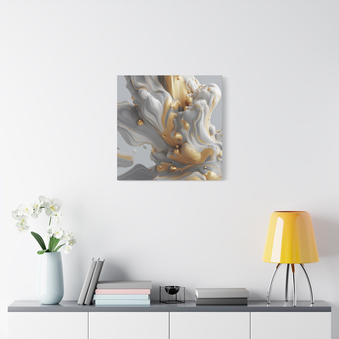 Gold, White, and Gray Liquid Fluid Modern Wall Art - part 2