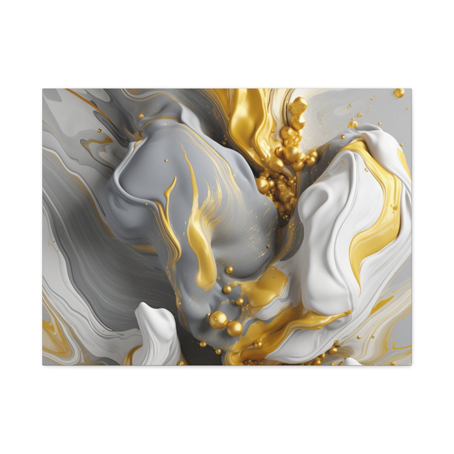 Gold, White, and Gray Liquid Fluid Modern Wall Art- part 2
