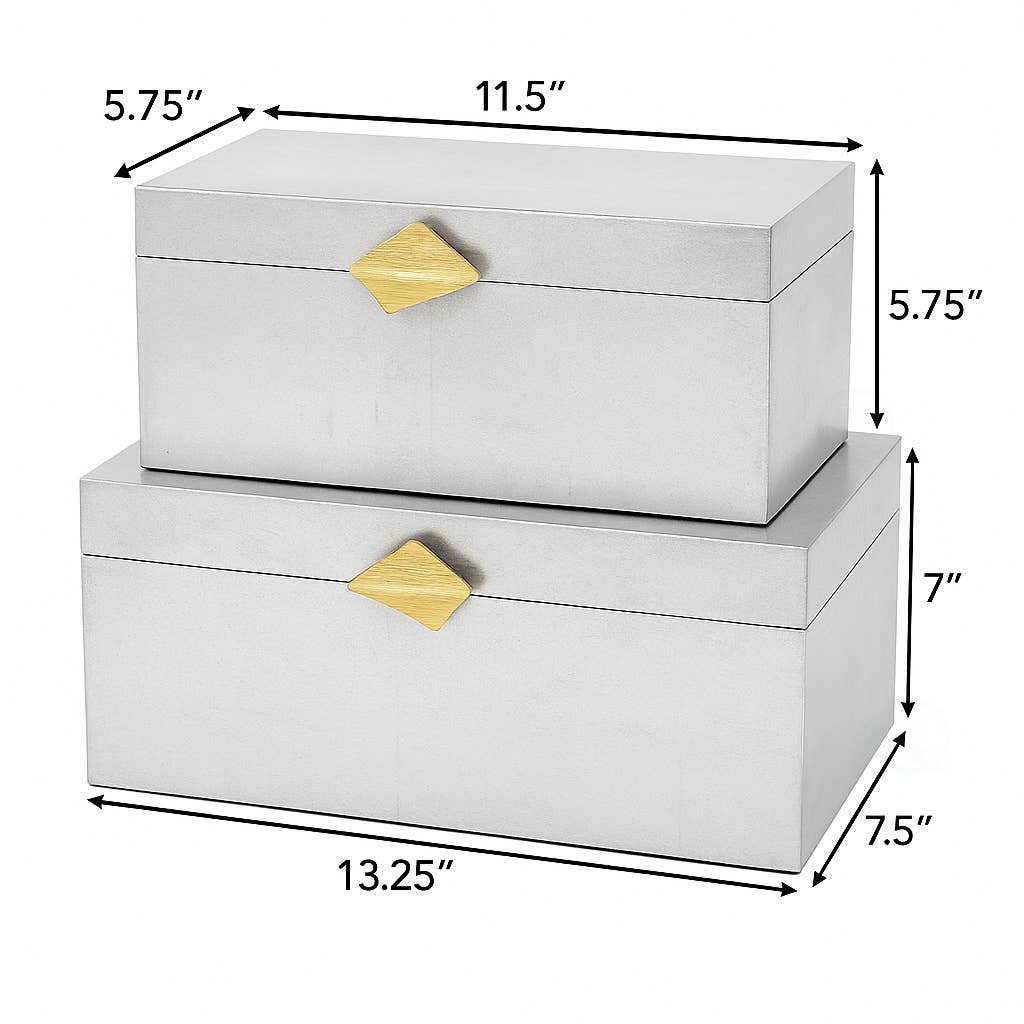 Vintiquewise Set of 2 Decorative Wooden Storage Boxes: White