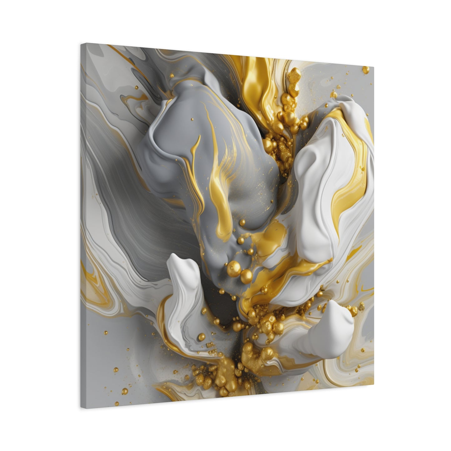 Gold, White, and Gray Liquid Fluid Modern Wall Art- part 2