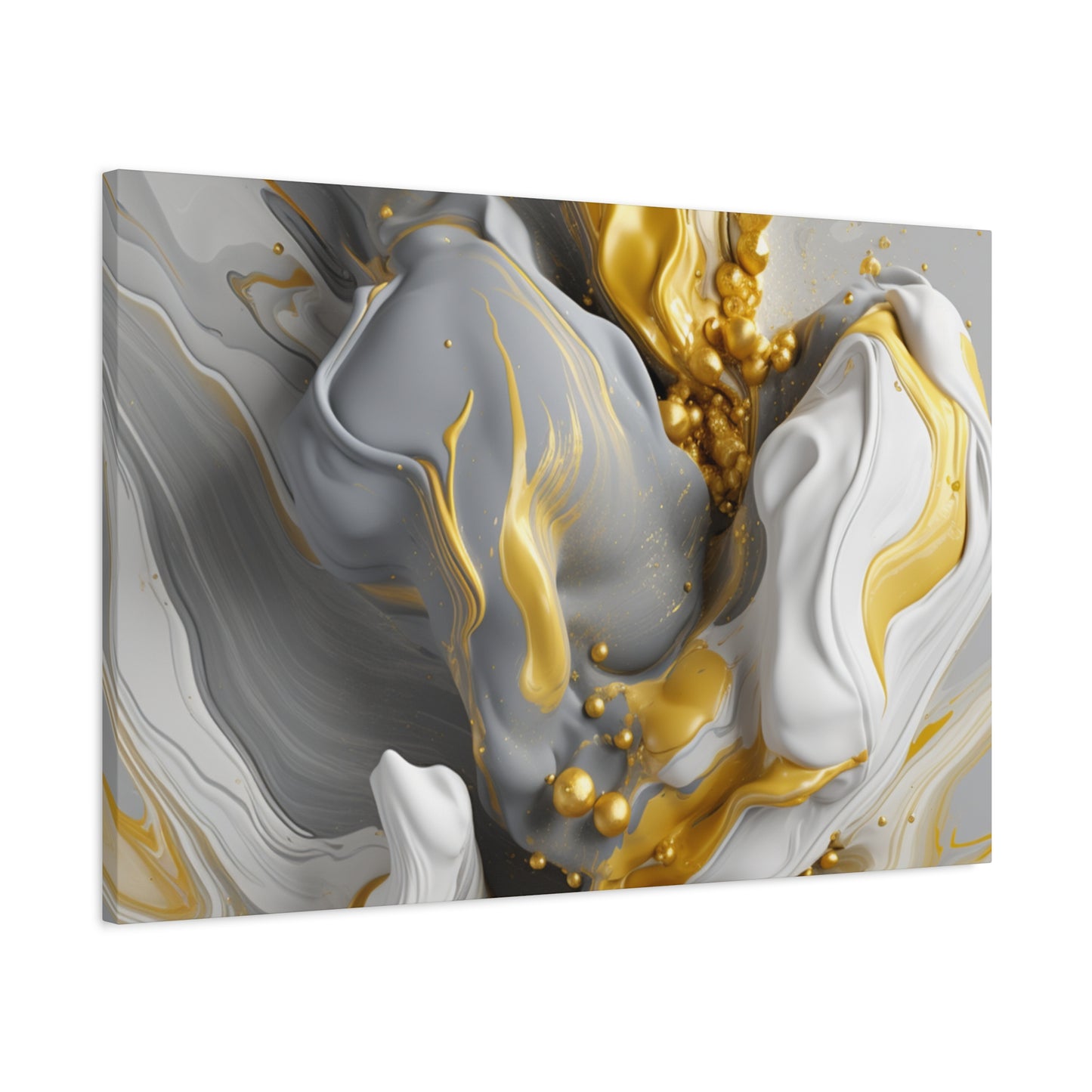 Gold, White, and Gray Liquid Fluid Modern Wall Art- part 2