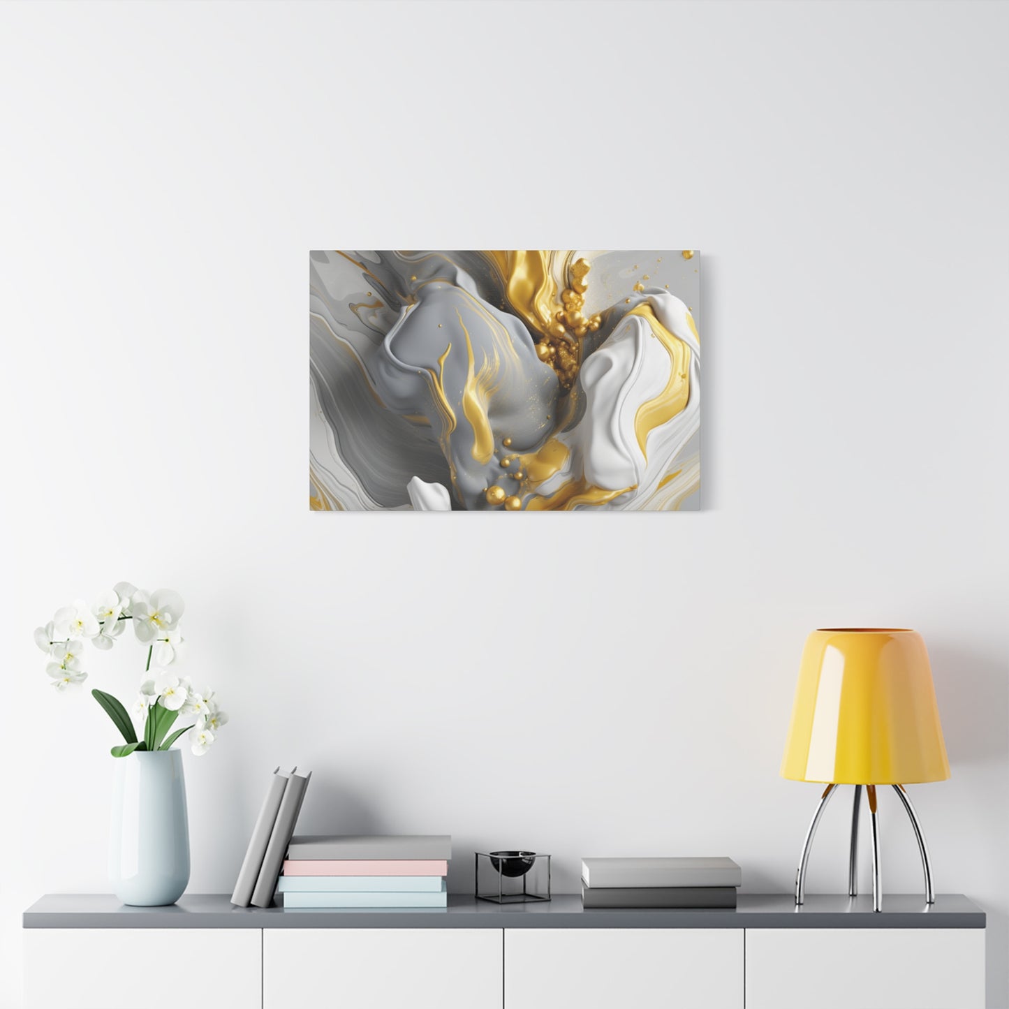 Gold, White, and Gray Liquid Fluid Modern Wall Art- part 2