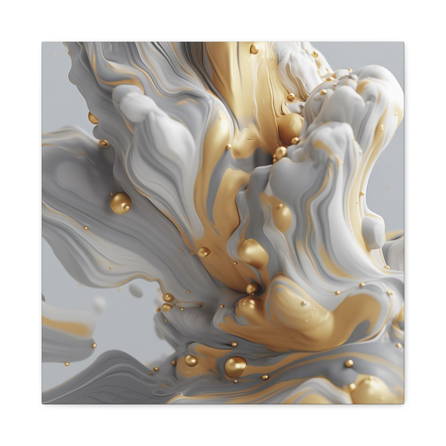 Gold, White, and Gray Liquid Fluid Modern Wall Art - part 2