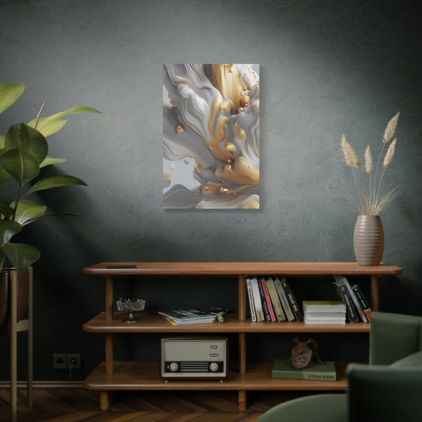 Gold, White, and Gray Liquid Fluid Modern Wall Art - part 2