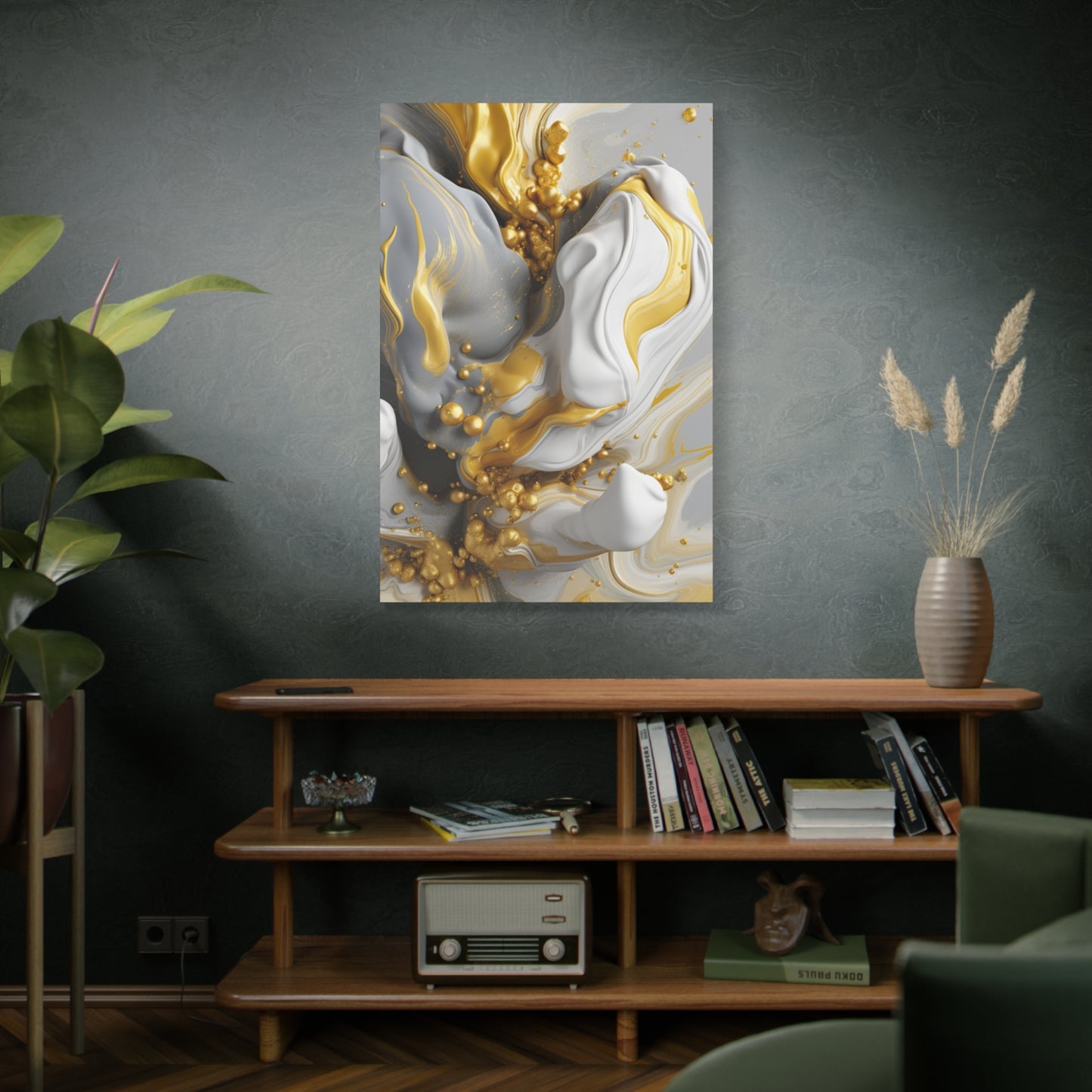 Gold, White, and Gray Liquid Fluid Modern Wall Art- part 2