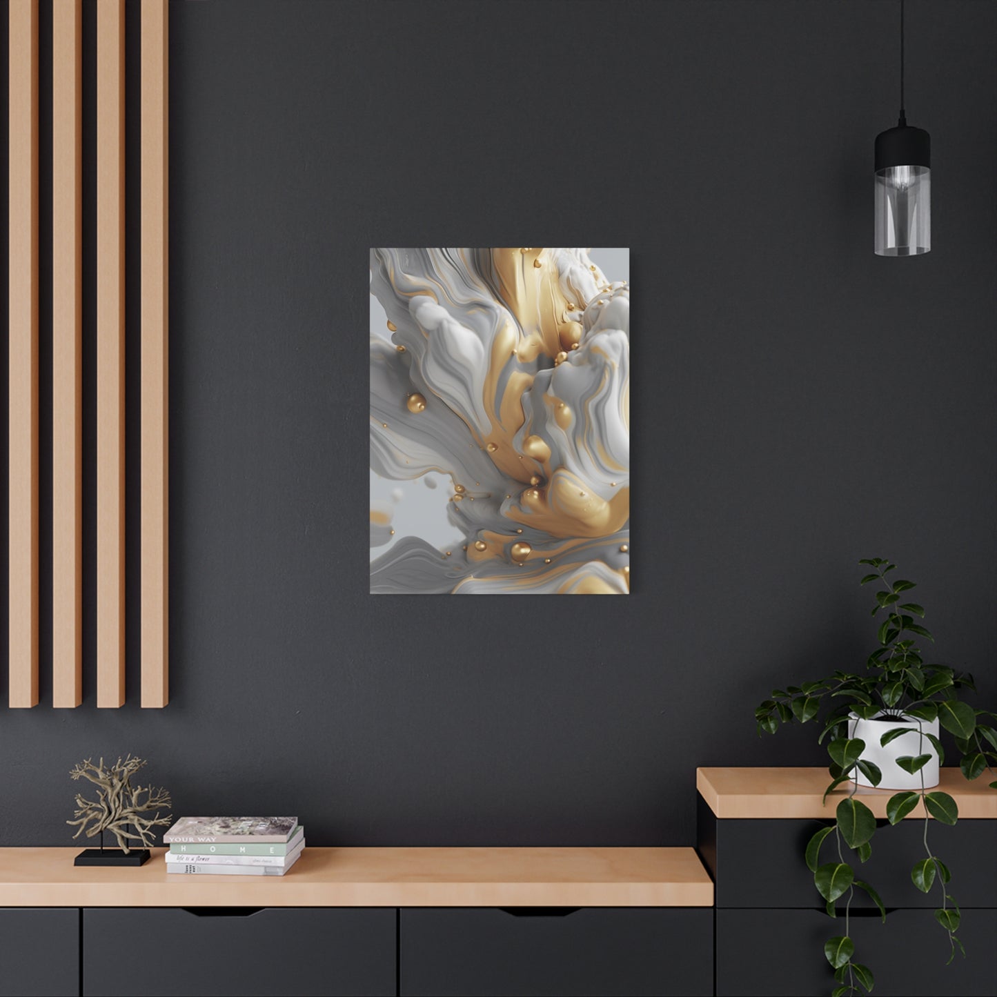 Gold, White, and Gray Liquid Fluid Modern Wall Art - part 2