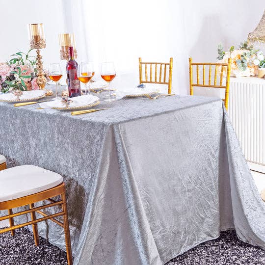 Ice Crushed Velvet Square Tablecloth 85x85 Inch: Blush Pink/Rose Gold / 90"x132"