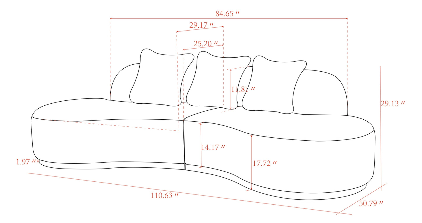 Simona Curved Sofa, Grey