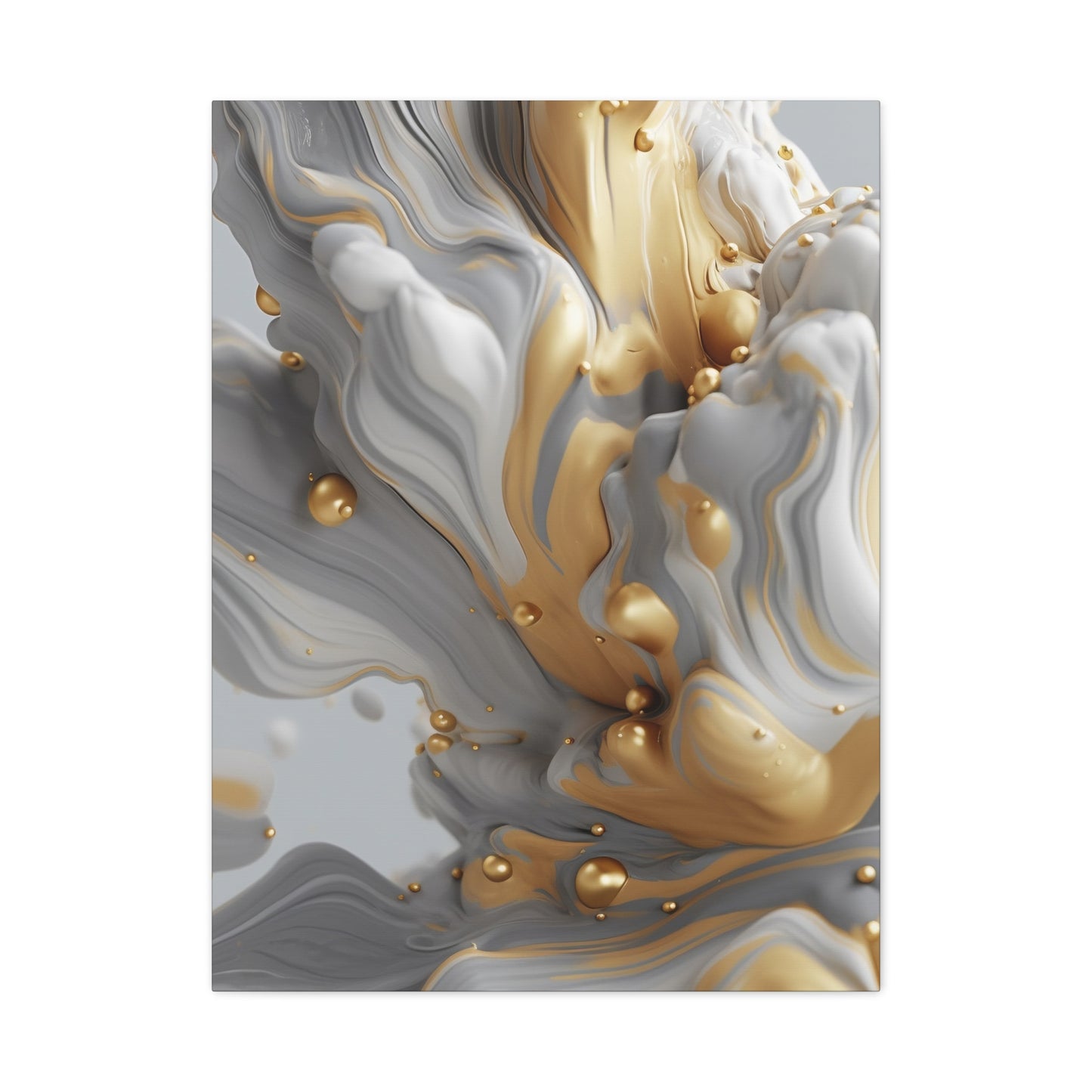 Gold, White, and Gray Liquid Fluid Modern Wall Art - part 2