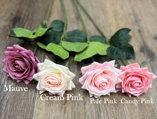 Pack of 50 stems-Ultra Realistic Rose-17": Cream Pink