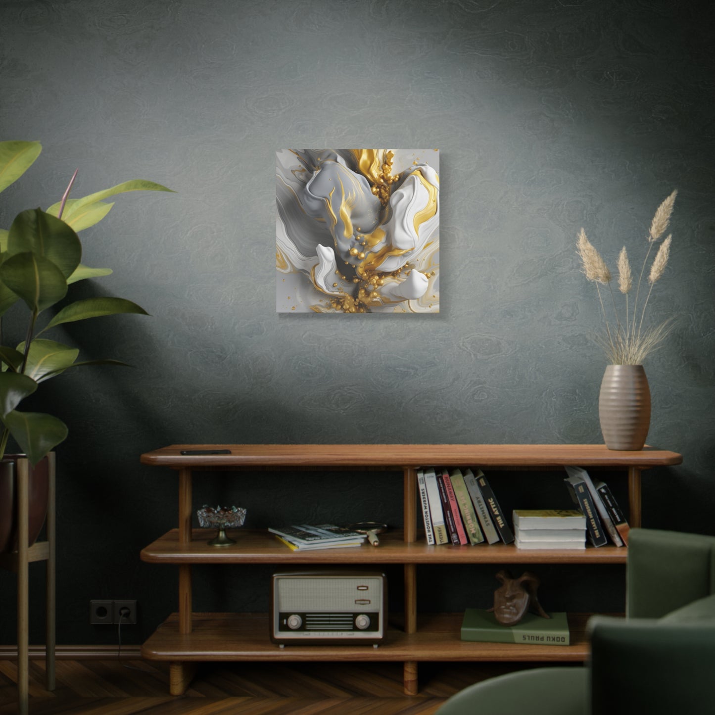 Gold, White, and Gray Liquid Fluid Modern Wall Art- part 2