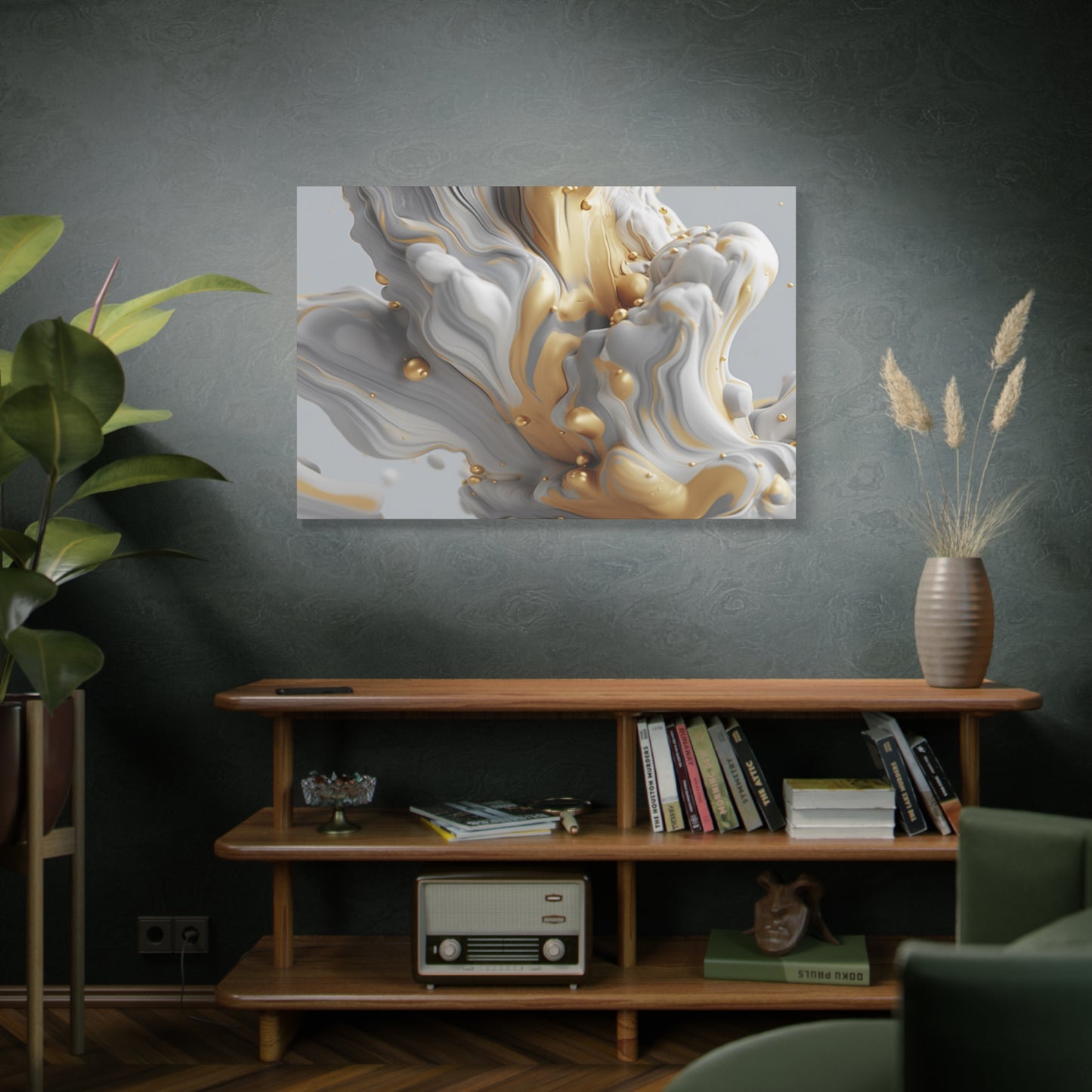Gold, White, and Gray Liquid Fluid Modern Wall Art - part 2