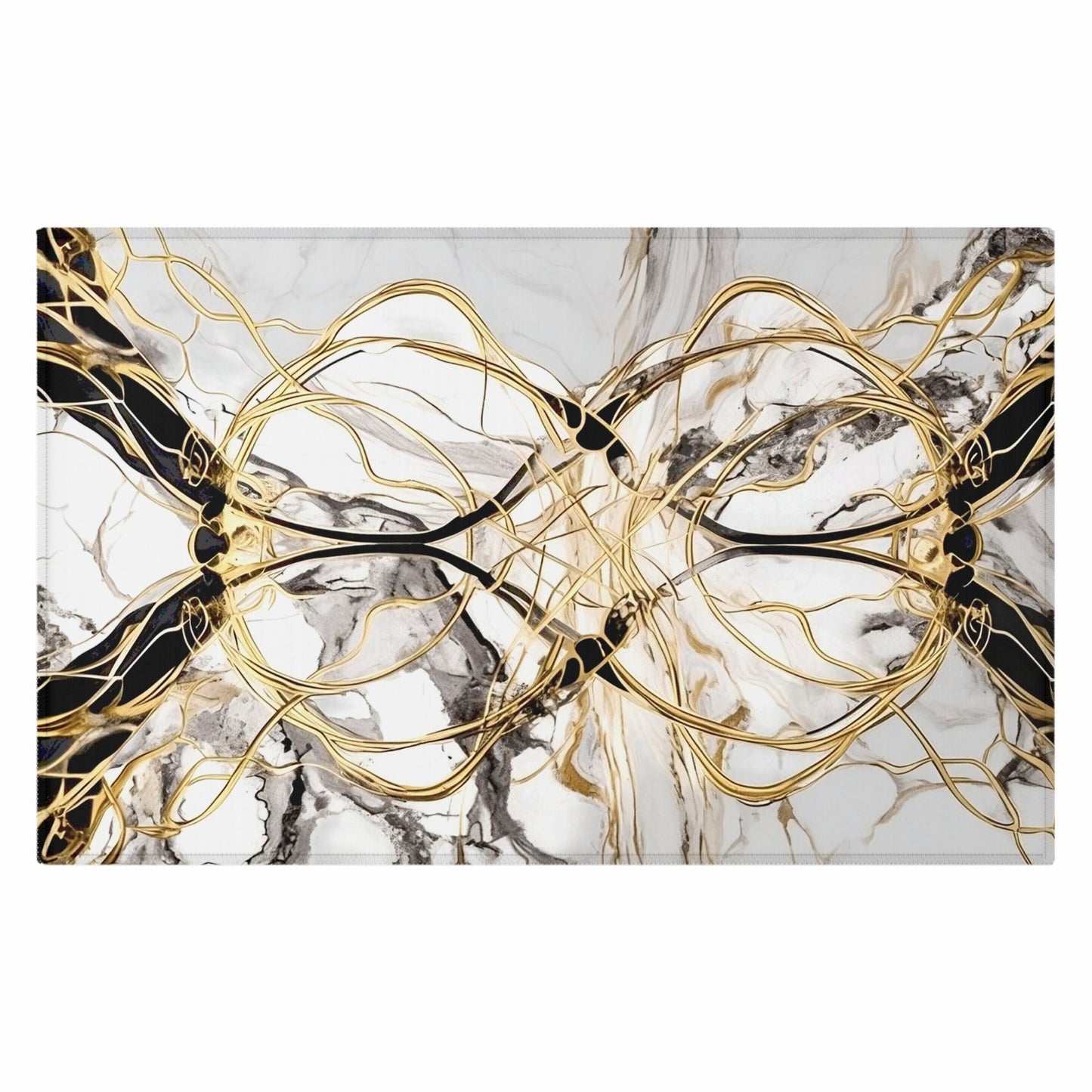 Gold, White and Black Rug