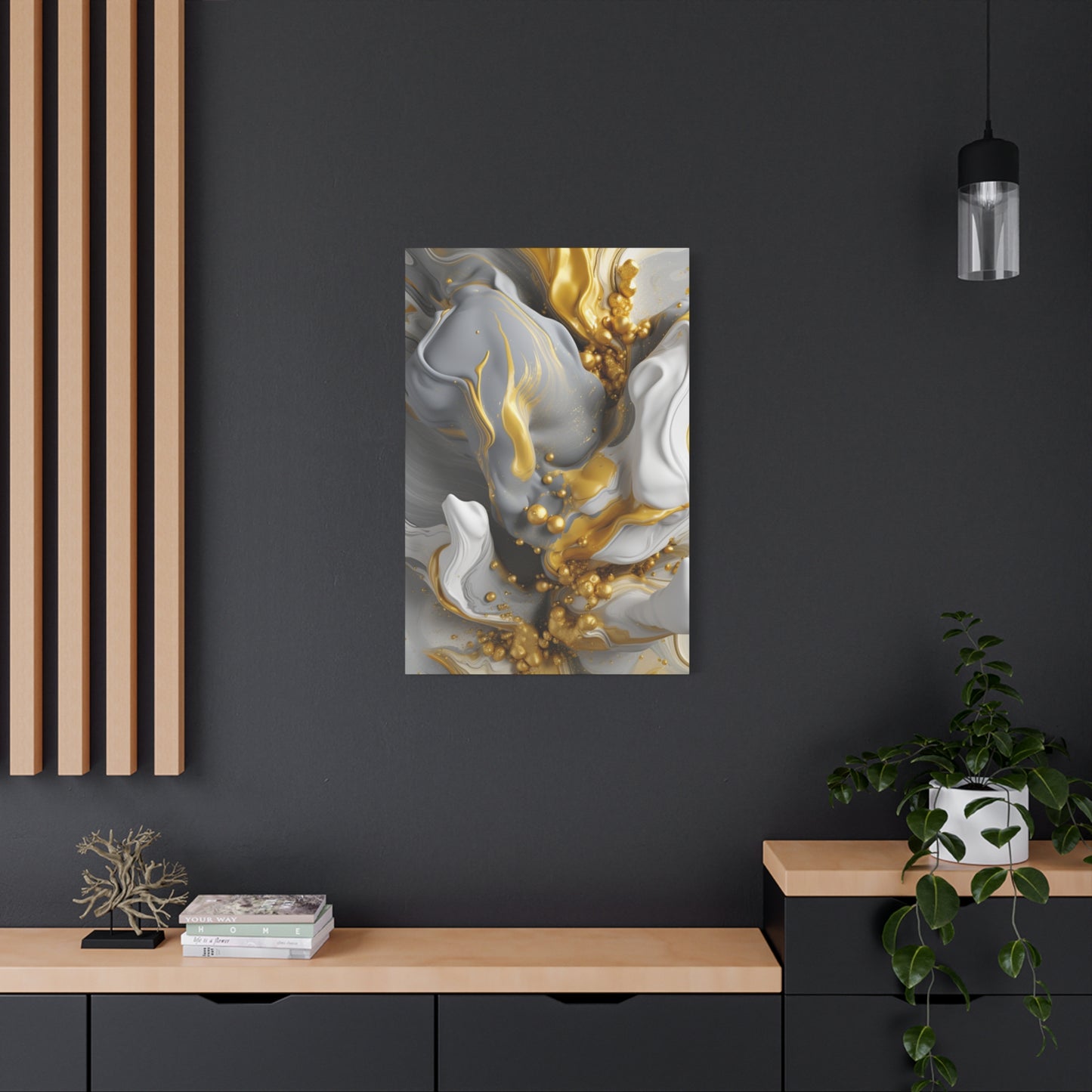 Gold, White, and Gray Liquid Fluid Modern Wall Art- part 2