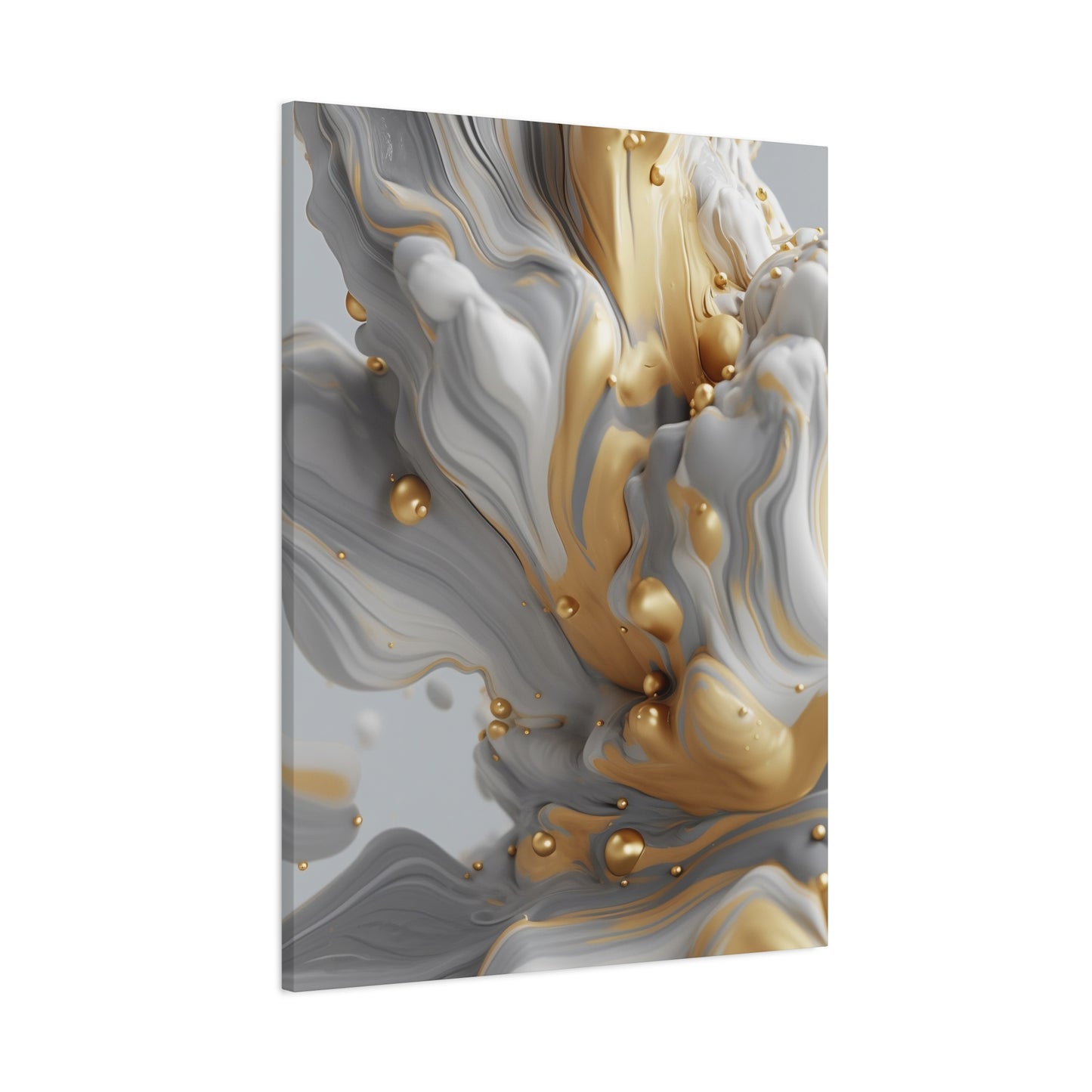Gold, White, and Gray Liquid Fluid Modern Wall Art - part 2