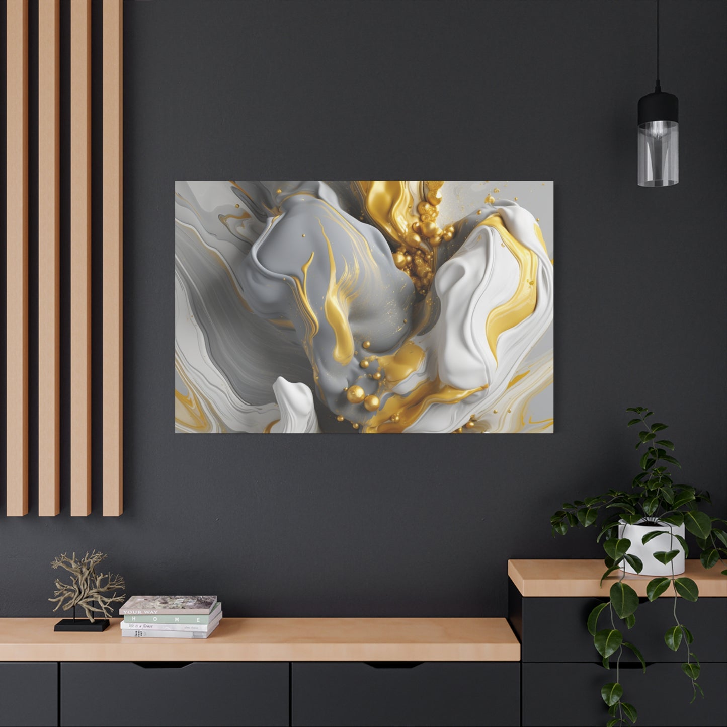 Gold, White, and Gray Liquid Fluid Modern Wall Art- part 2