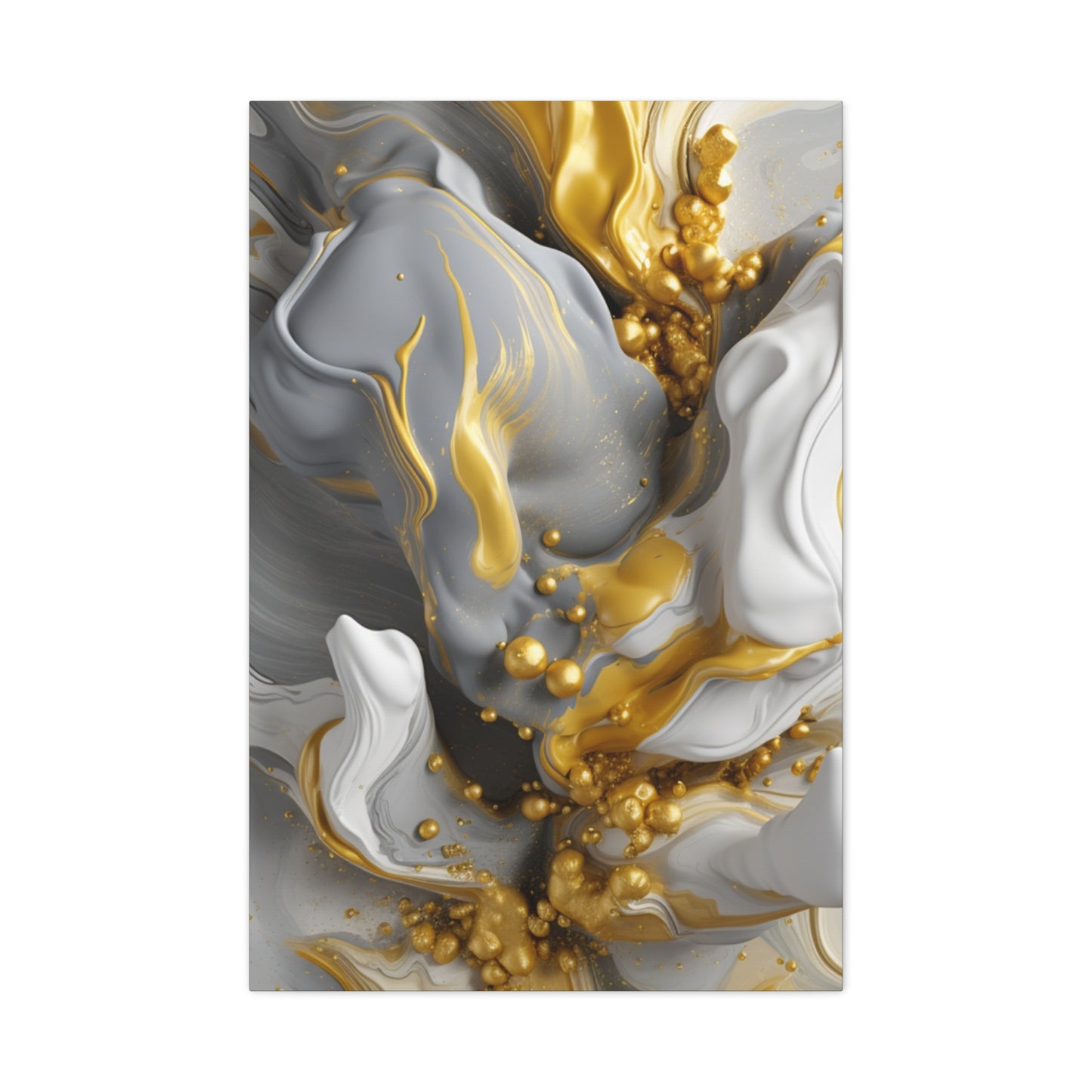 Gold, White, and Gray Liquid Fluid Modern Wall Art- part 2