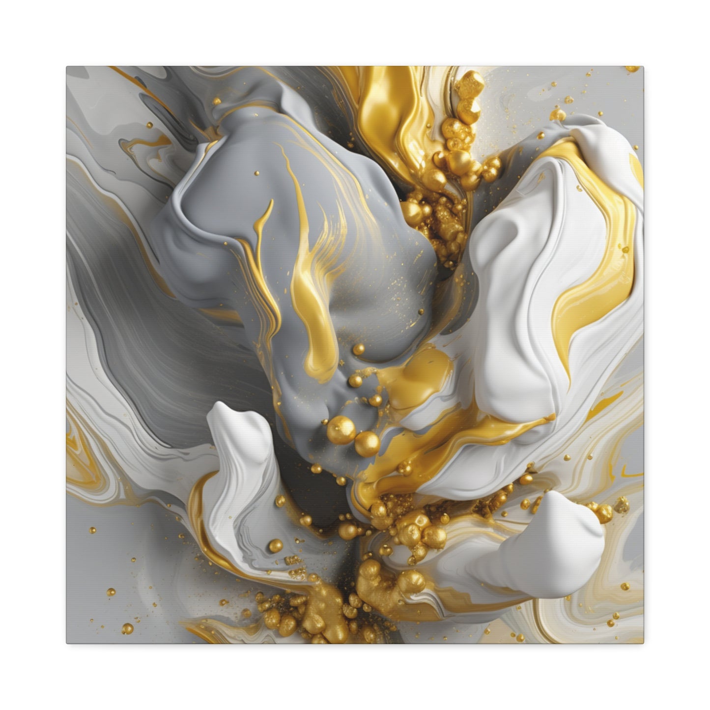Gold, White, and Gray Liquid Fluid Modern Wall Art- part 2