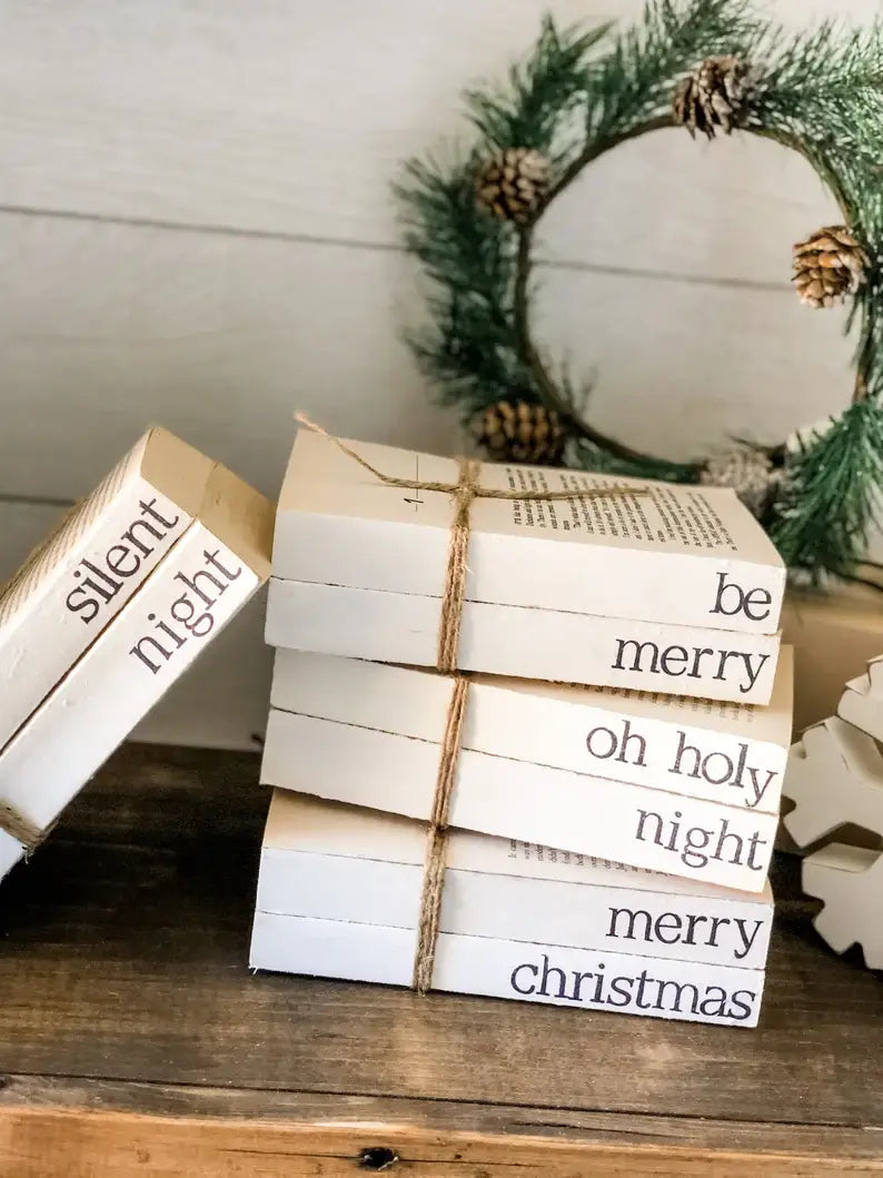 Christmas Stamped Stacked Books: This house believes