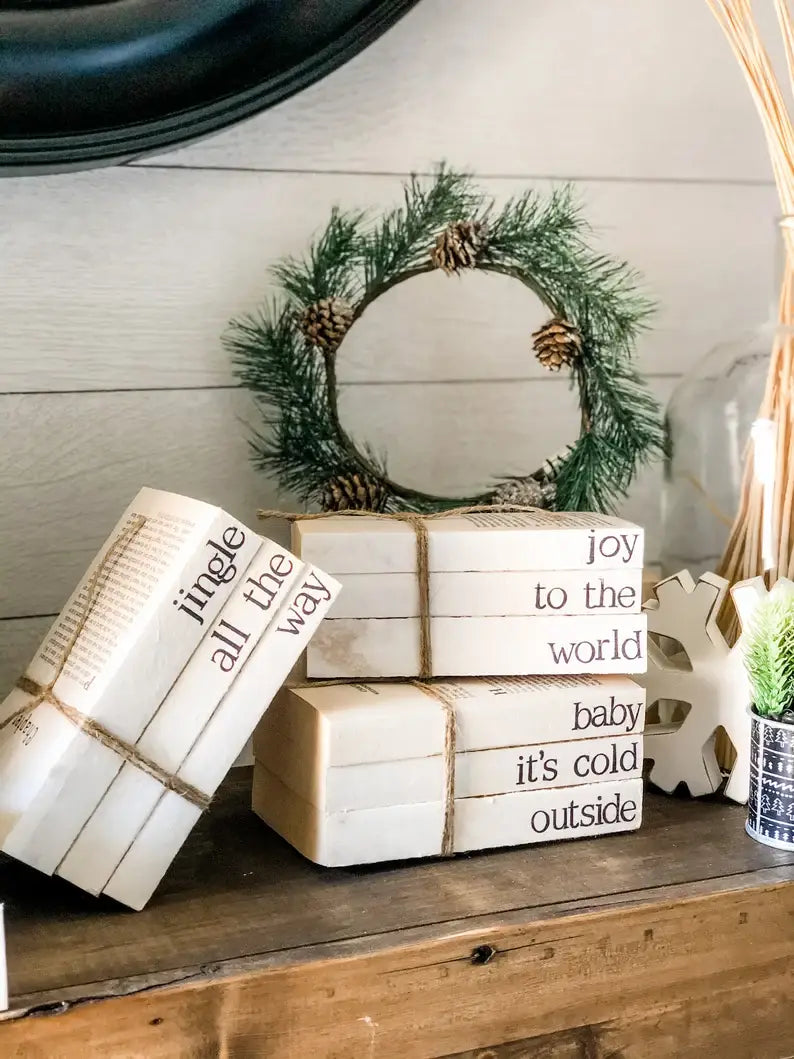 Christmas Stamped Stacked Books: This house believes