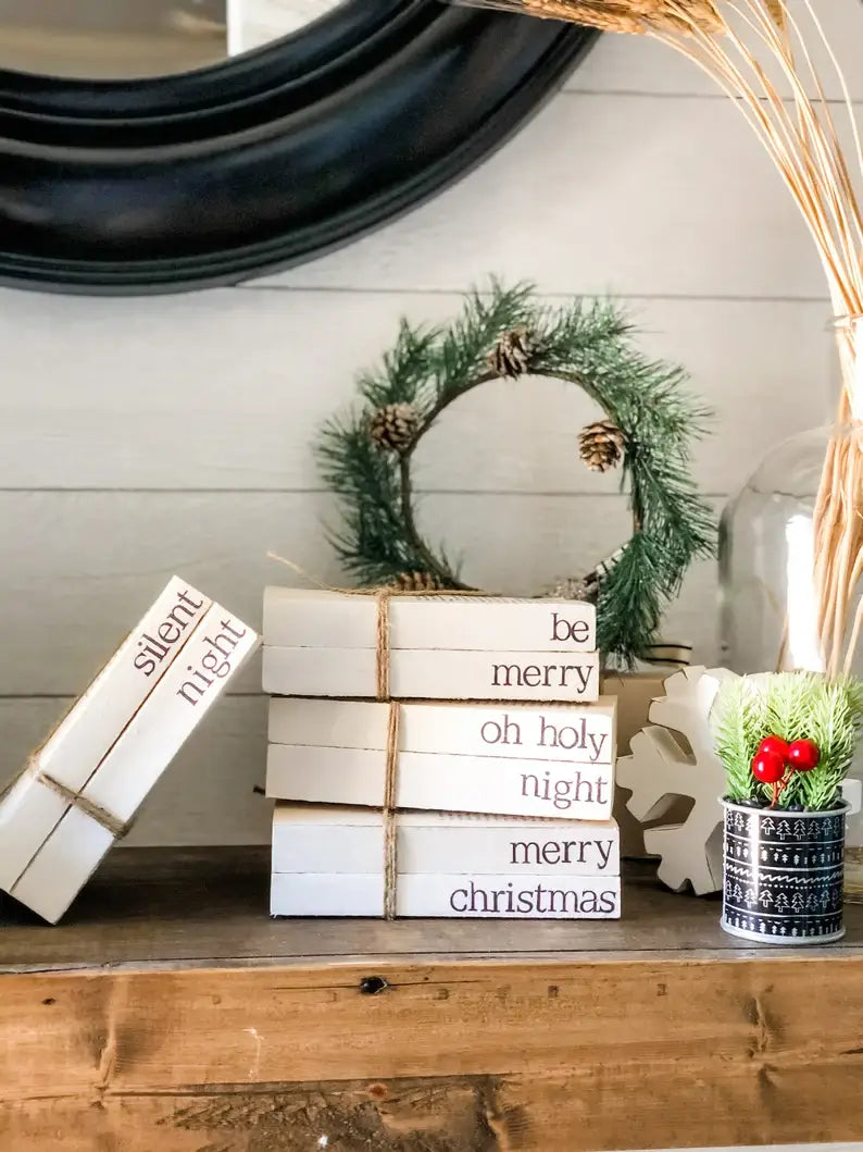 Christmas Stamped Stacked Books: This house believes