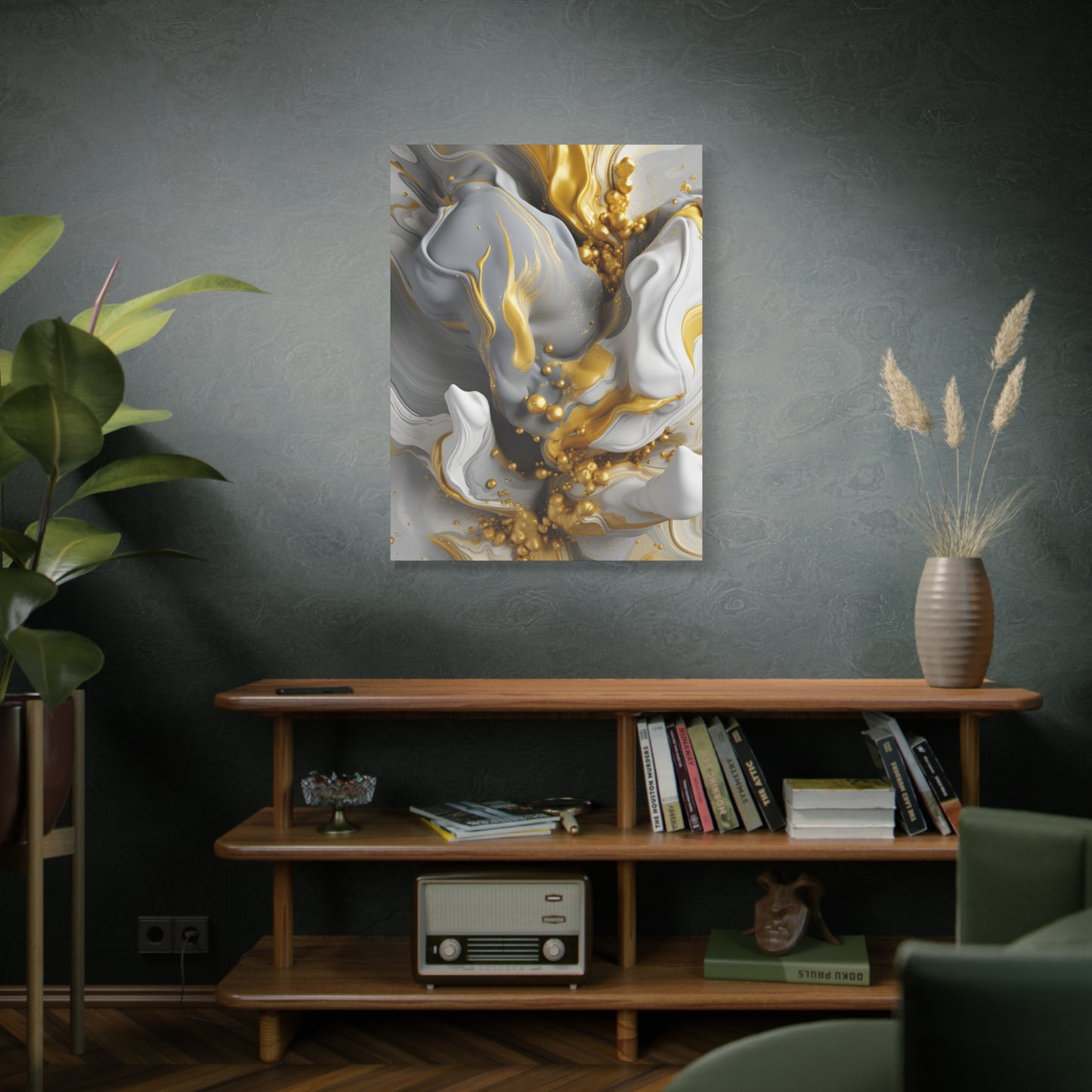 Gold, White, and Gray Liquid Fluid Modern Wall Art- part 2