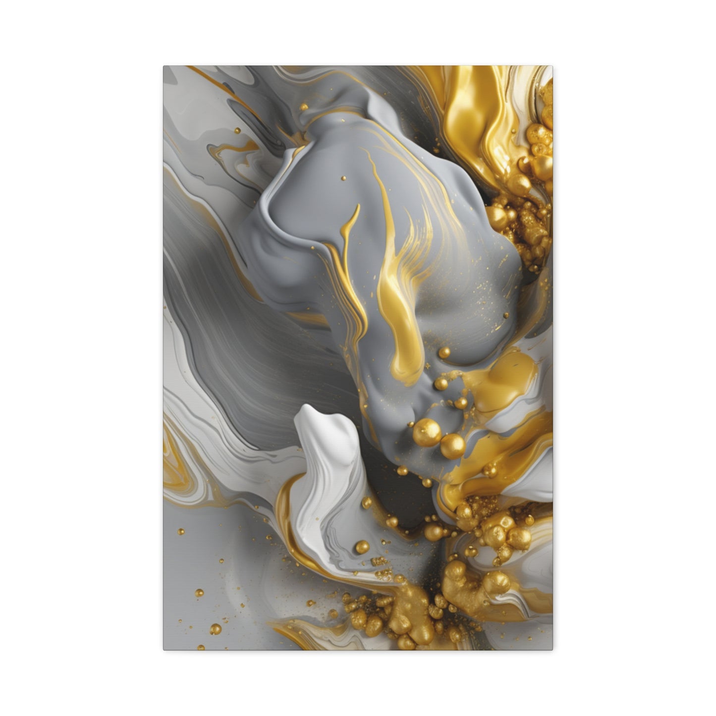 Gold, White, and Gray Liquid Fluid Modern Wall Art- part 2