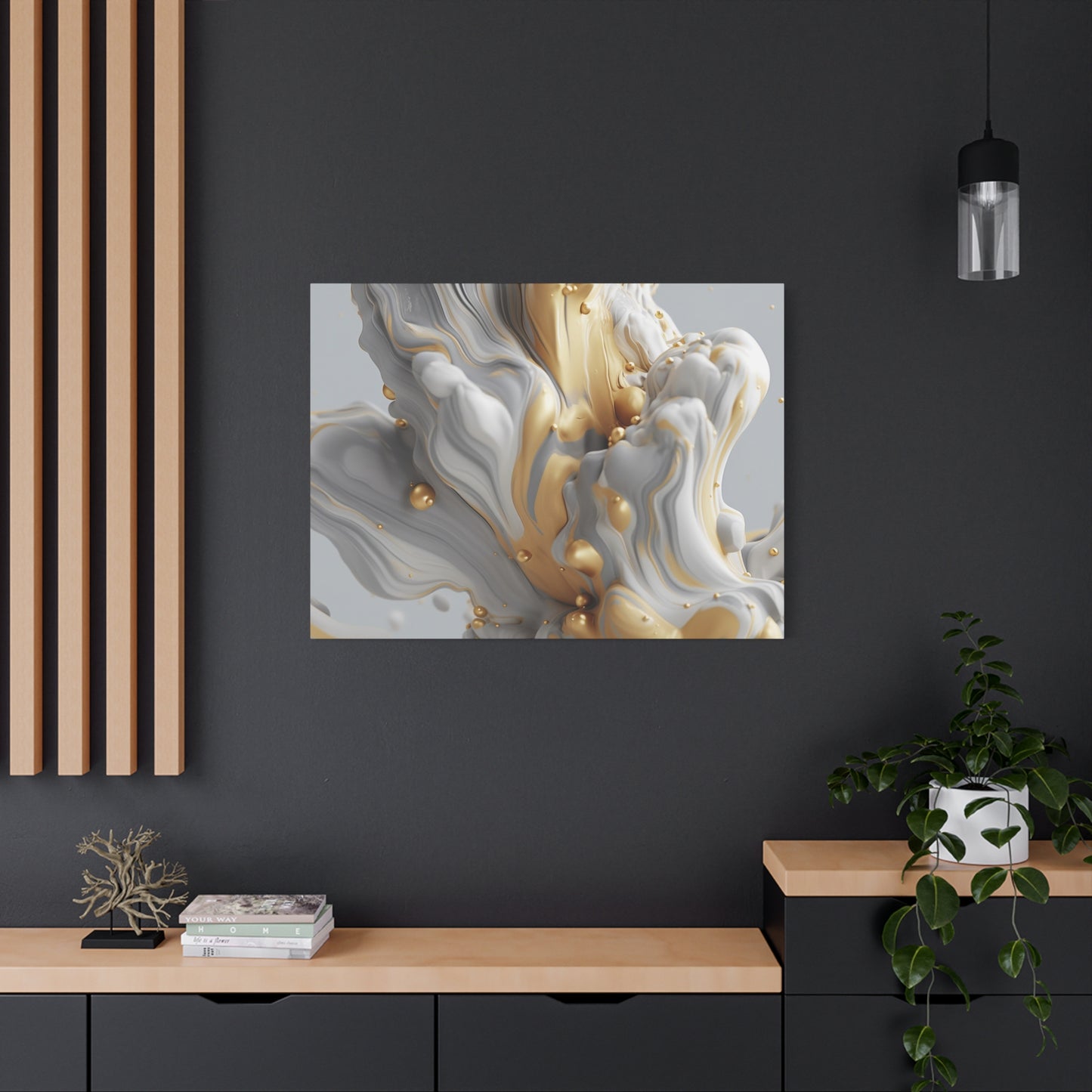 Gold, White, and Gray Liquid Fluid Modern Wall Art - part 2