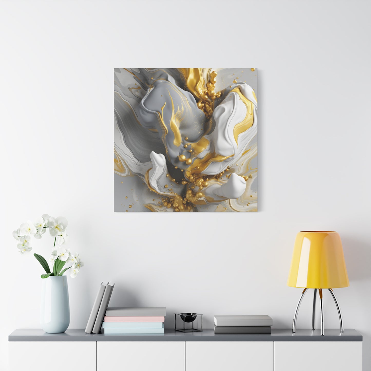 Gold, White, and Gray Liquid Fluid Modern Wall Art- part 2
