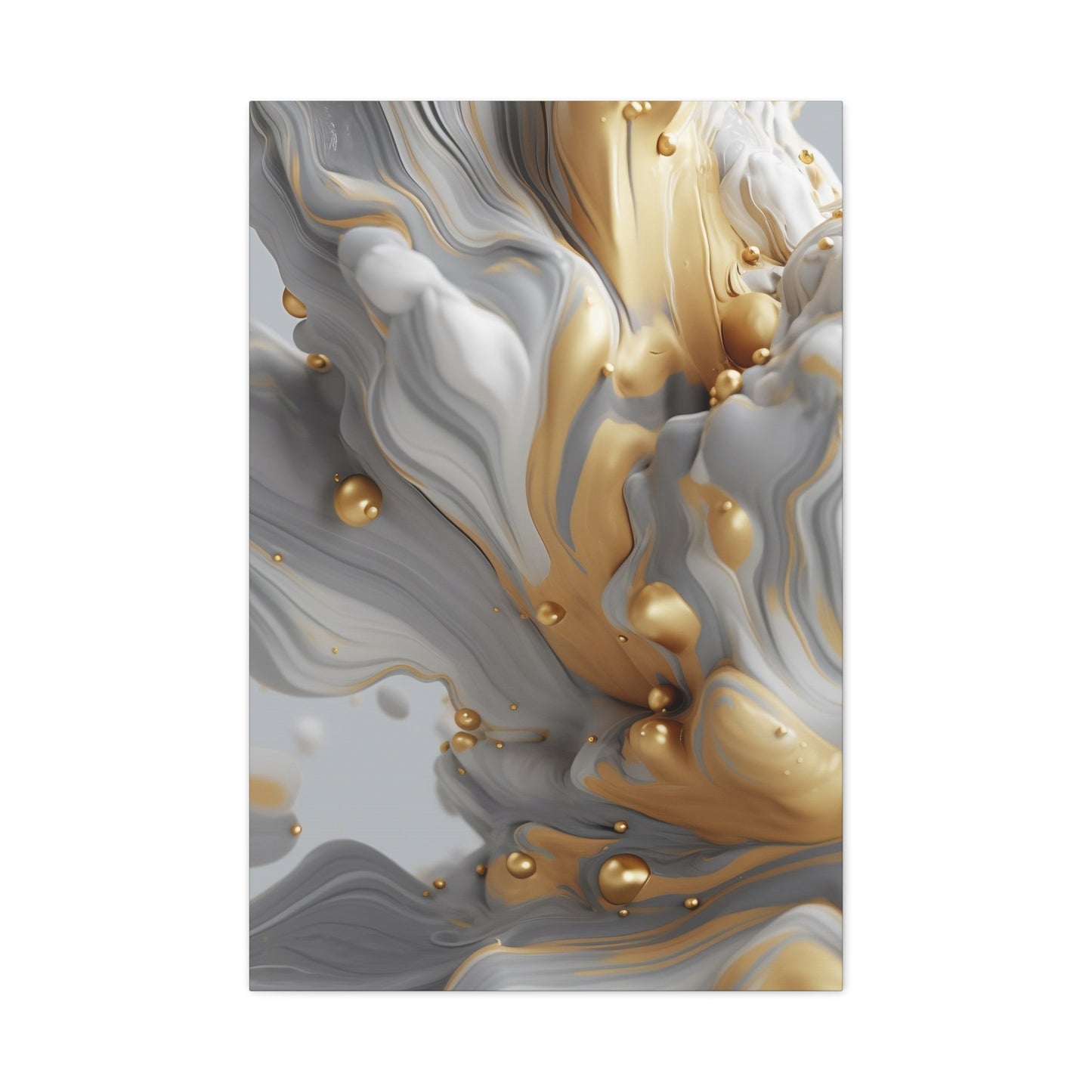 Gold, White, and Gray Liquid Fluid Modern Wall Art - part 2