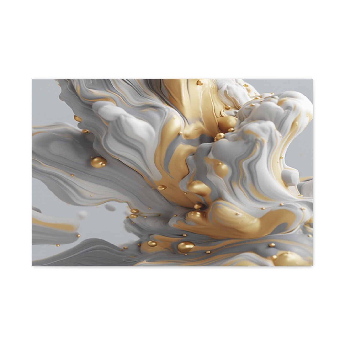 Gold, White, and Gray Liquid Fluid Modern Wall Art - part 2