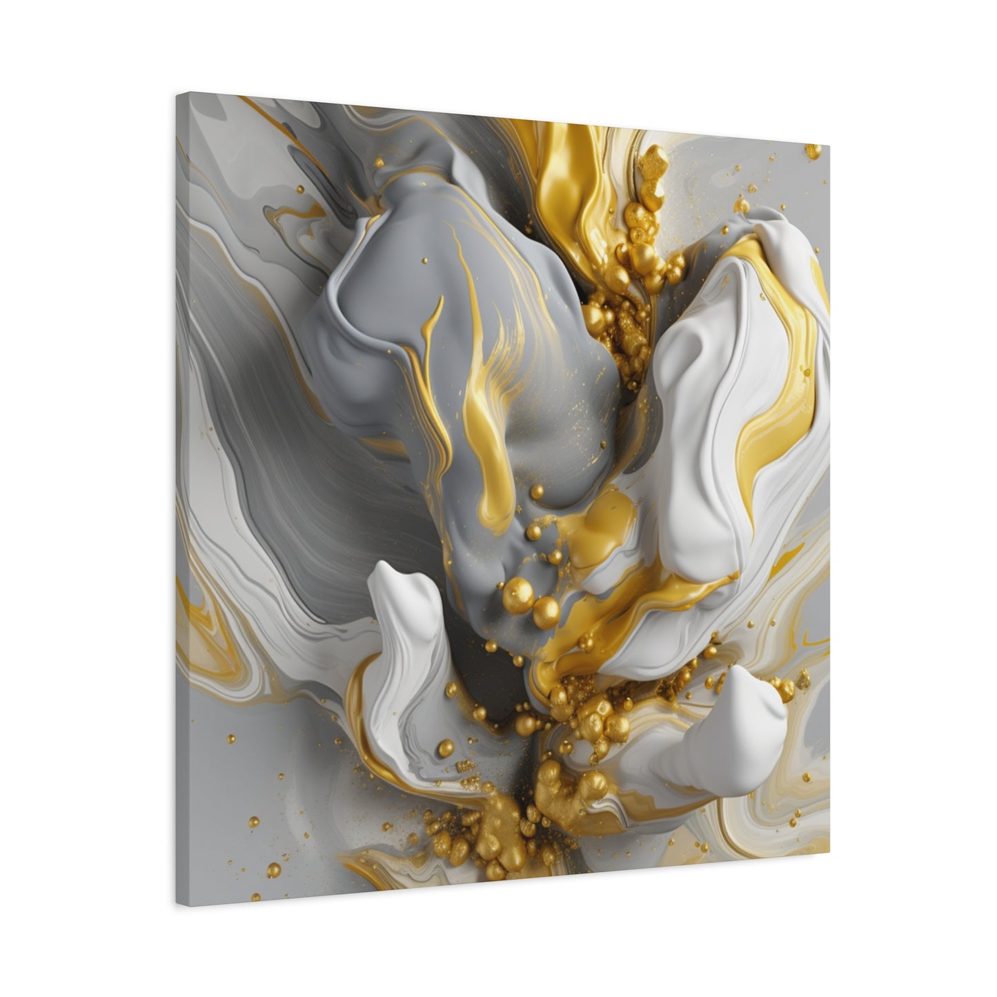 Gold, White, and Gray Liquid Fluid Modern Wall Art- part 2