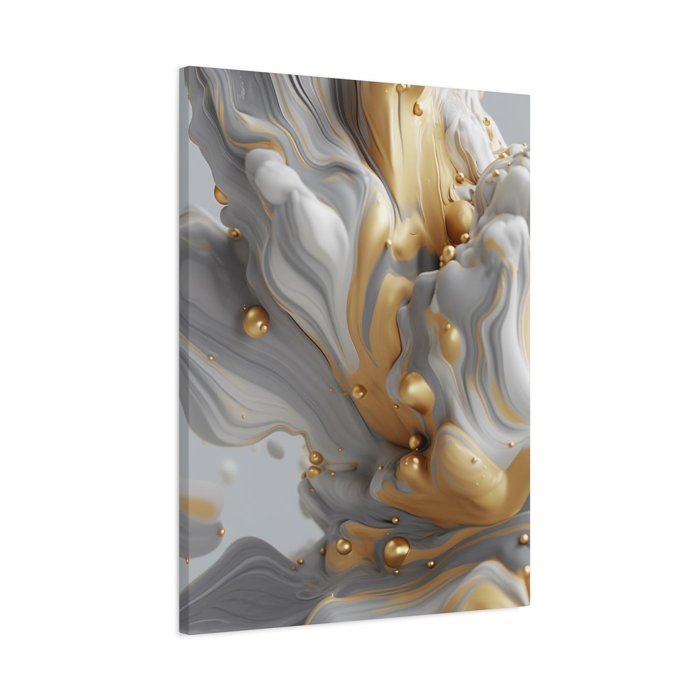 Gold, White, and Gray Liquid Fluid Modern Wall Art - part 2