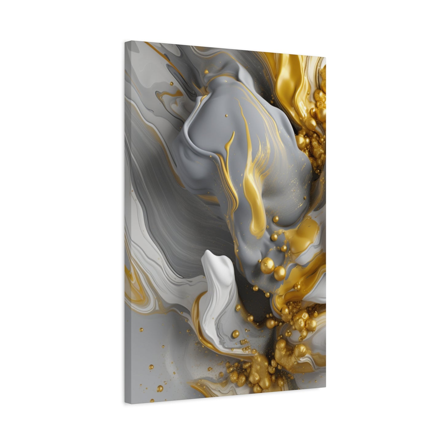 Gold, White, and Gray Liquid Fluid Modern Wall Art- part 2