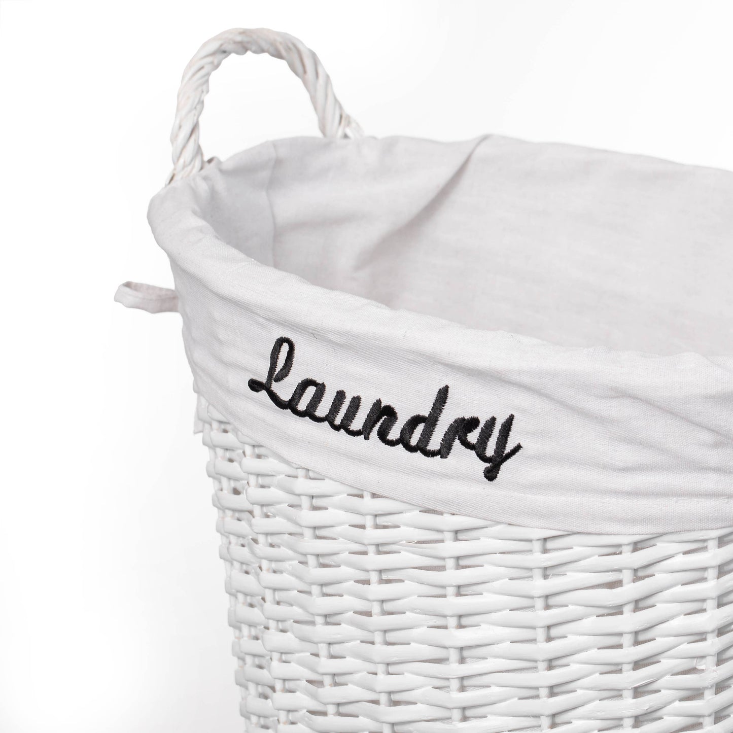 Wickerwise Handwoven Laundry Basket with Liner & Handles: Black