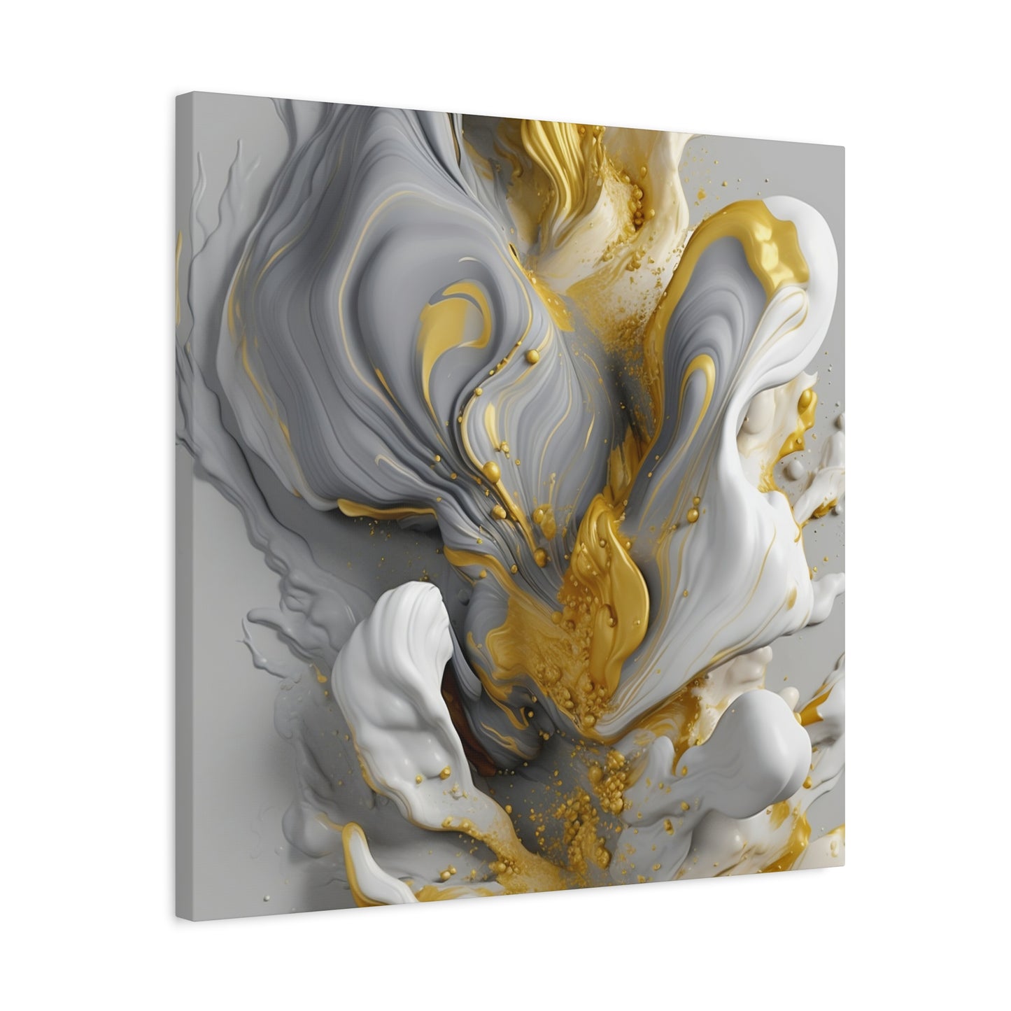 Gold, White, and Gray Liquid Fluid Modern Wall Art
