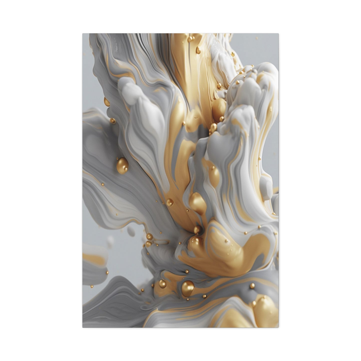 Gold, White, and Gray Liquid Fluid Modern Wall Art - part 2