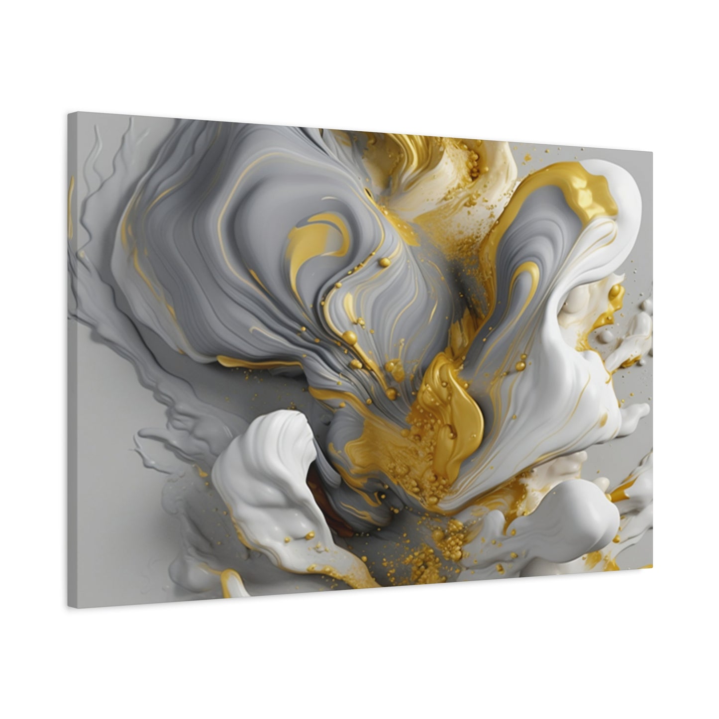 Gold, White, and Gray Liquid Fluid Modern Wall Art
