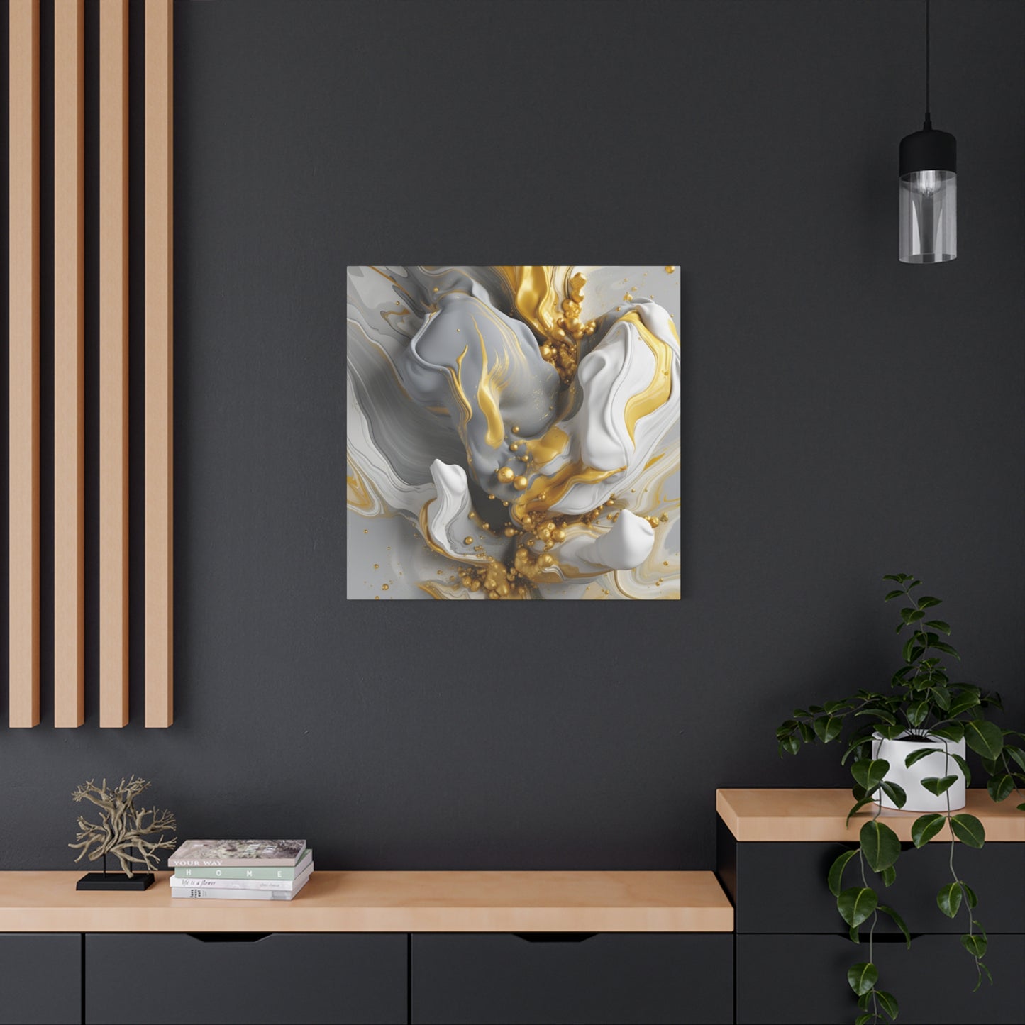 Gold, White, and Gray Liquid Fluid Modern Wall Art- part 2