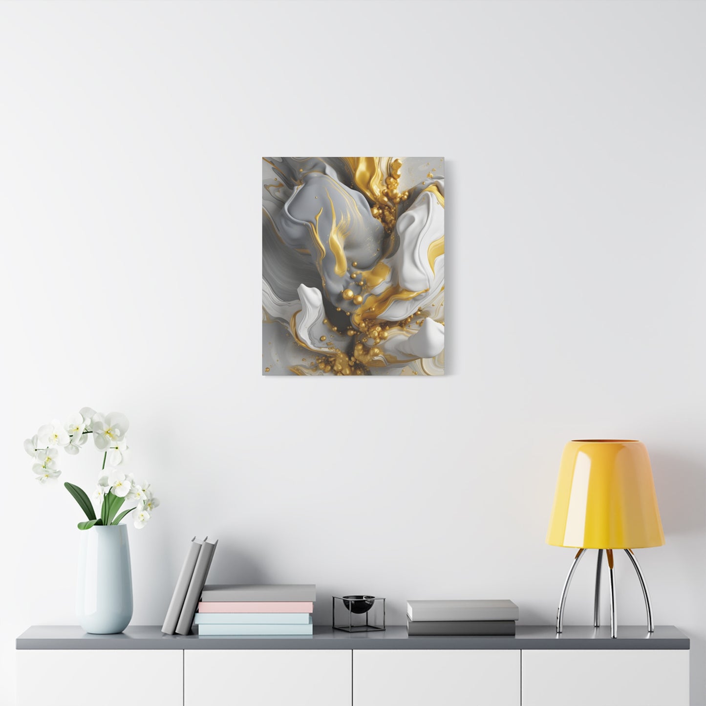 Gold, White, and Gray Liquid Fluid Modern Wall Art- part 2
