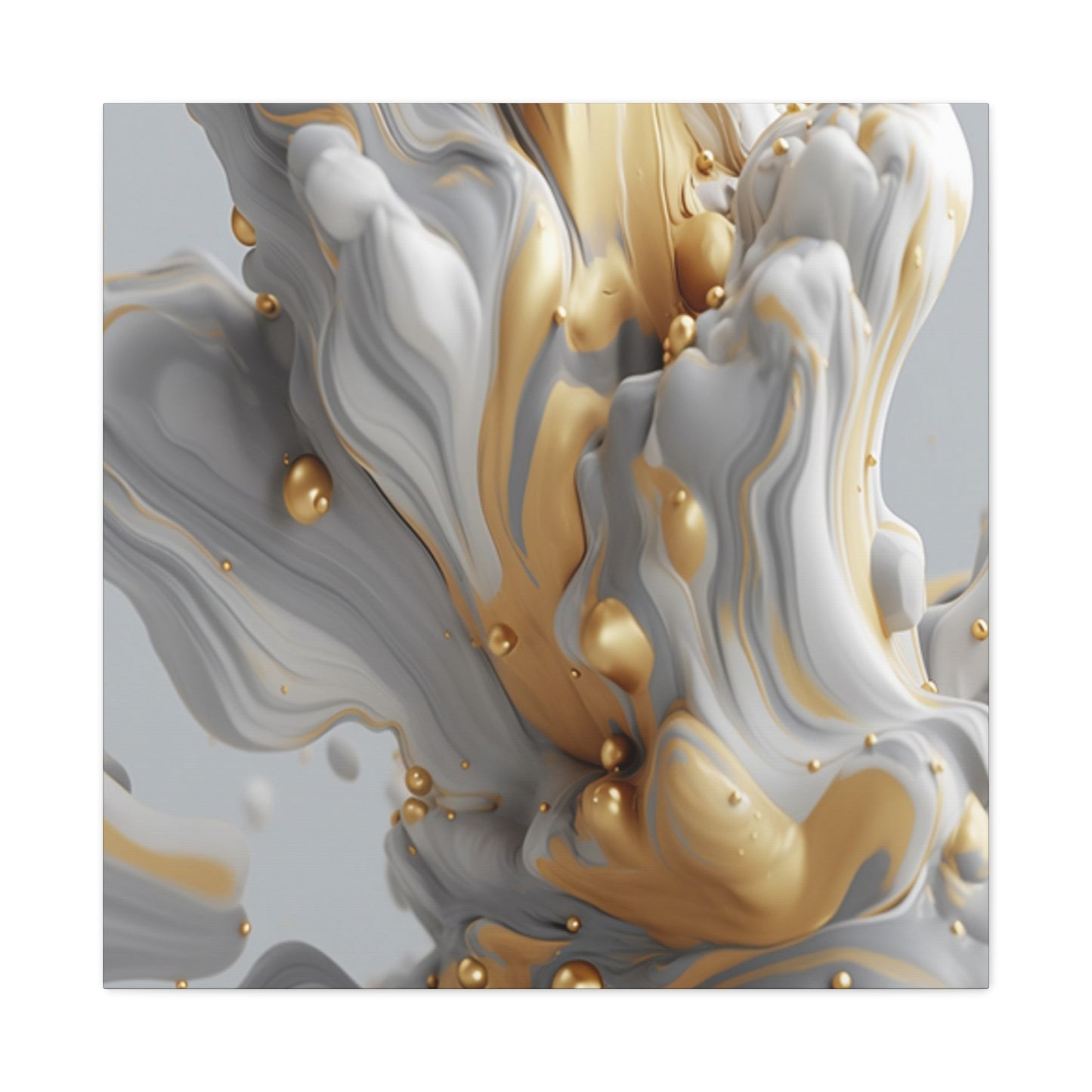 Gold, White, and Gray Liquid Fluid Modern Wall Art - part 2