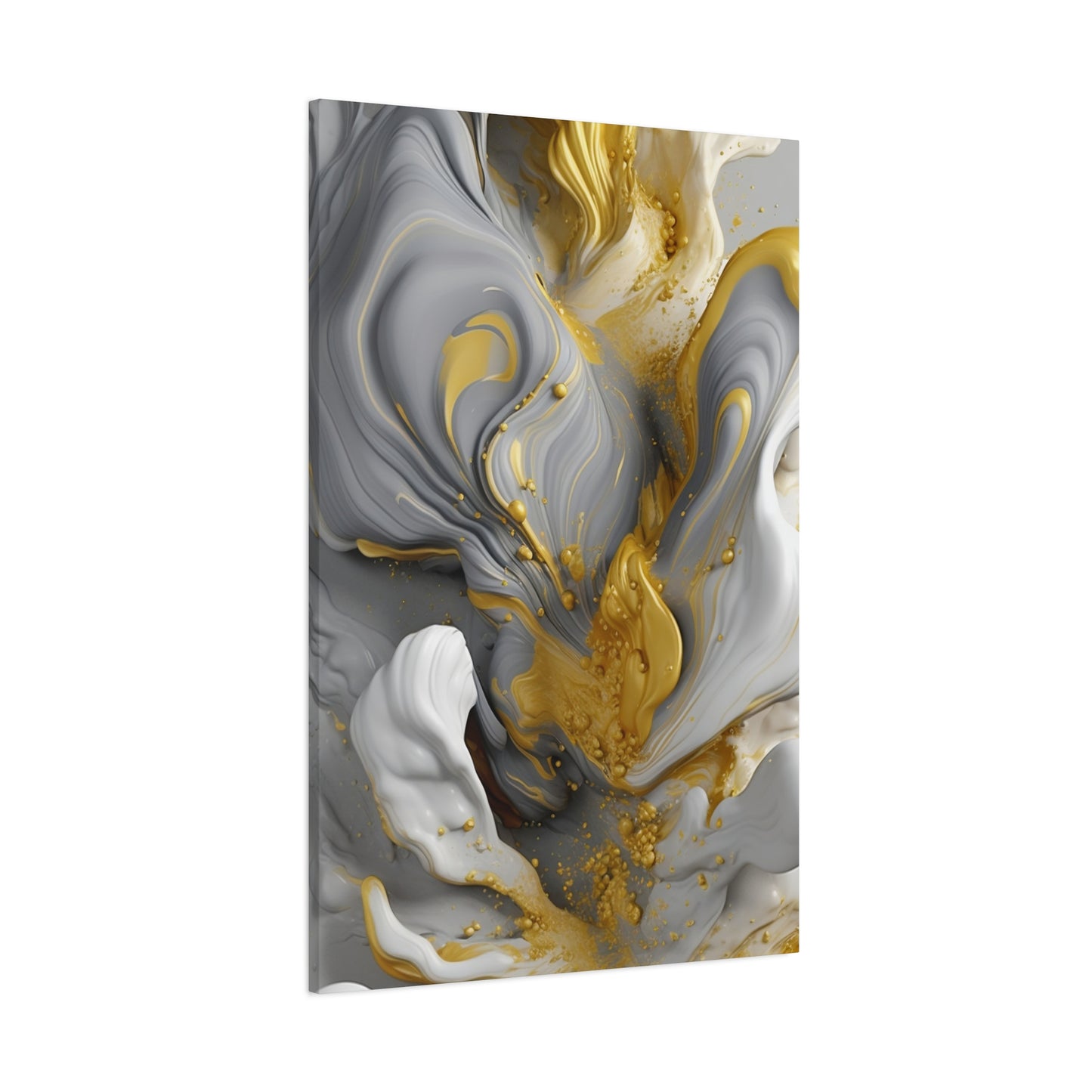 Gold, White, and Gray Liquid Fluid Modern Wall Art