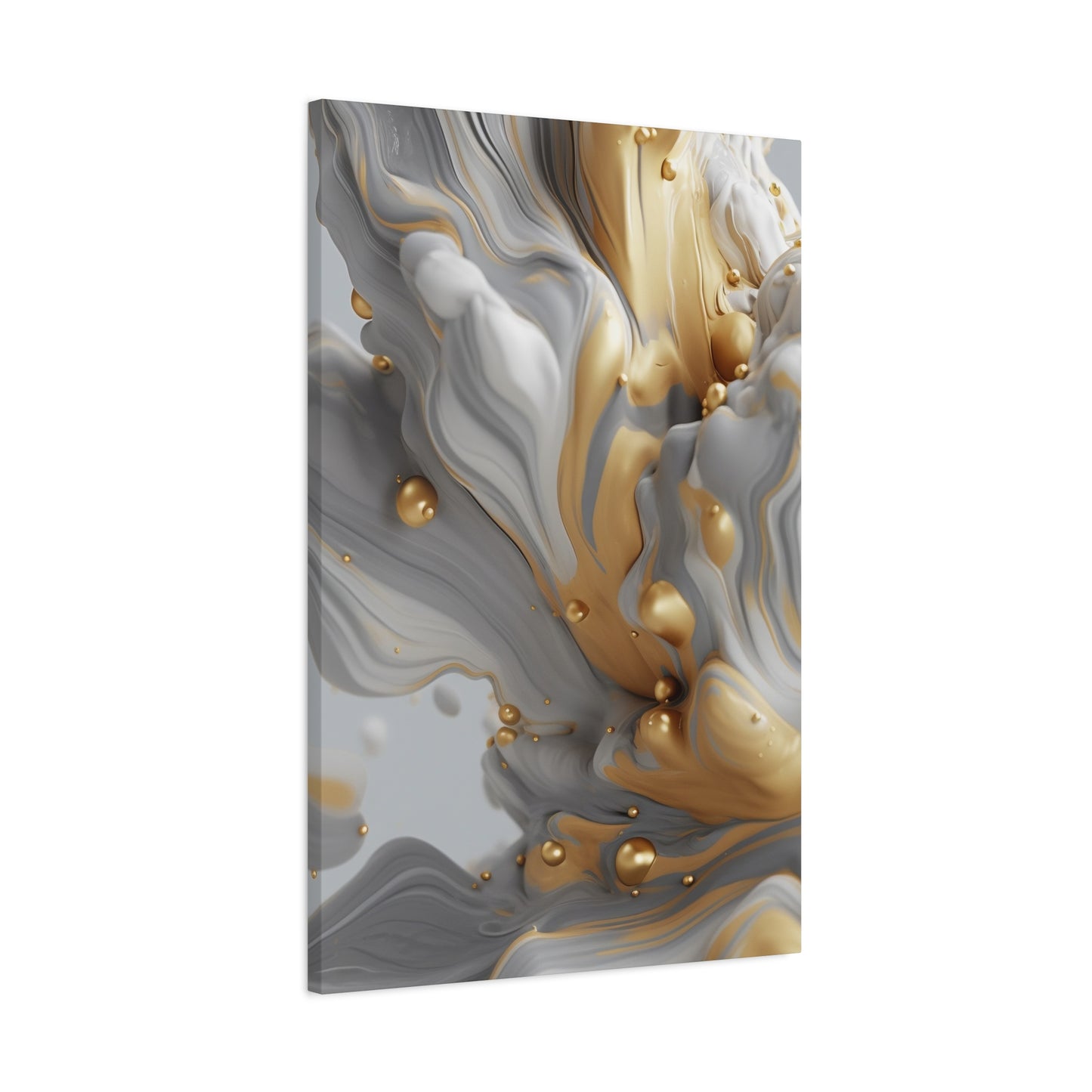 Gold, White, and Gray Liquid Fluid Modern Wall Art - part 2