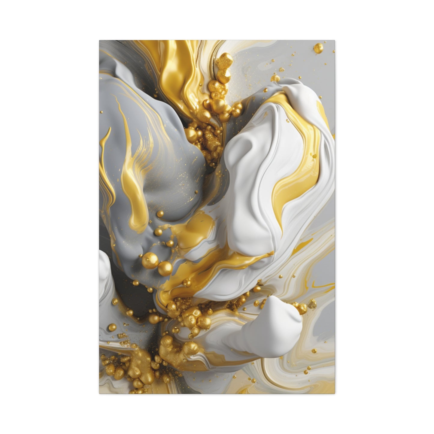 Gold, White, and Gray Liquid Fluid Modern Wall Art- part 2