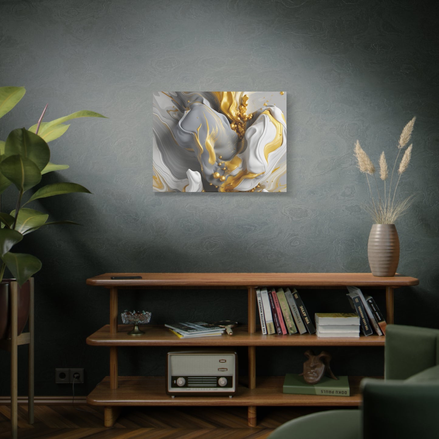Gold, White, and Gray Liquid Fluid Modern Wall Art- part 2