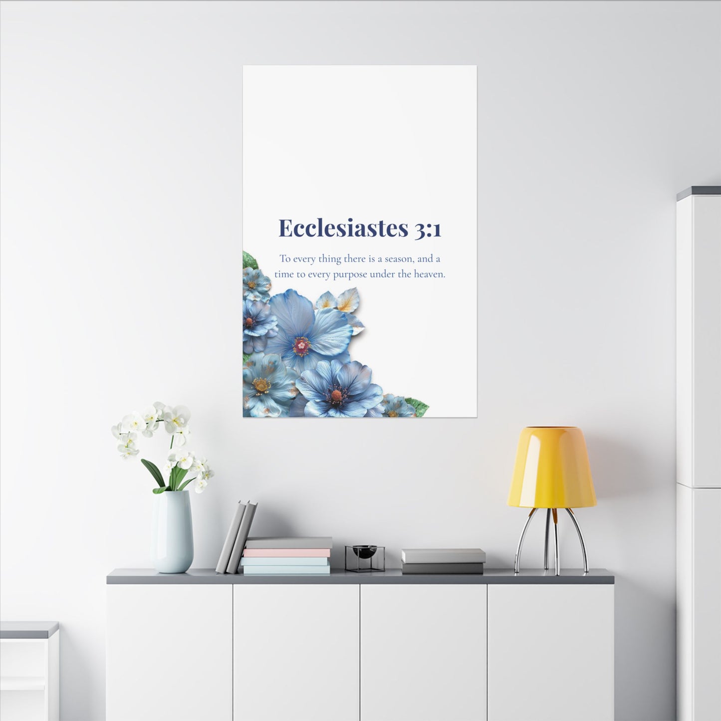 Floral Bible Verse Canvas Print, Inspirational Wall Art, Home Decor, Religious Gift, Motivational Quote Decoration, Stretched Artwork