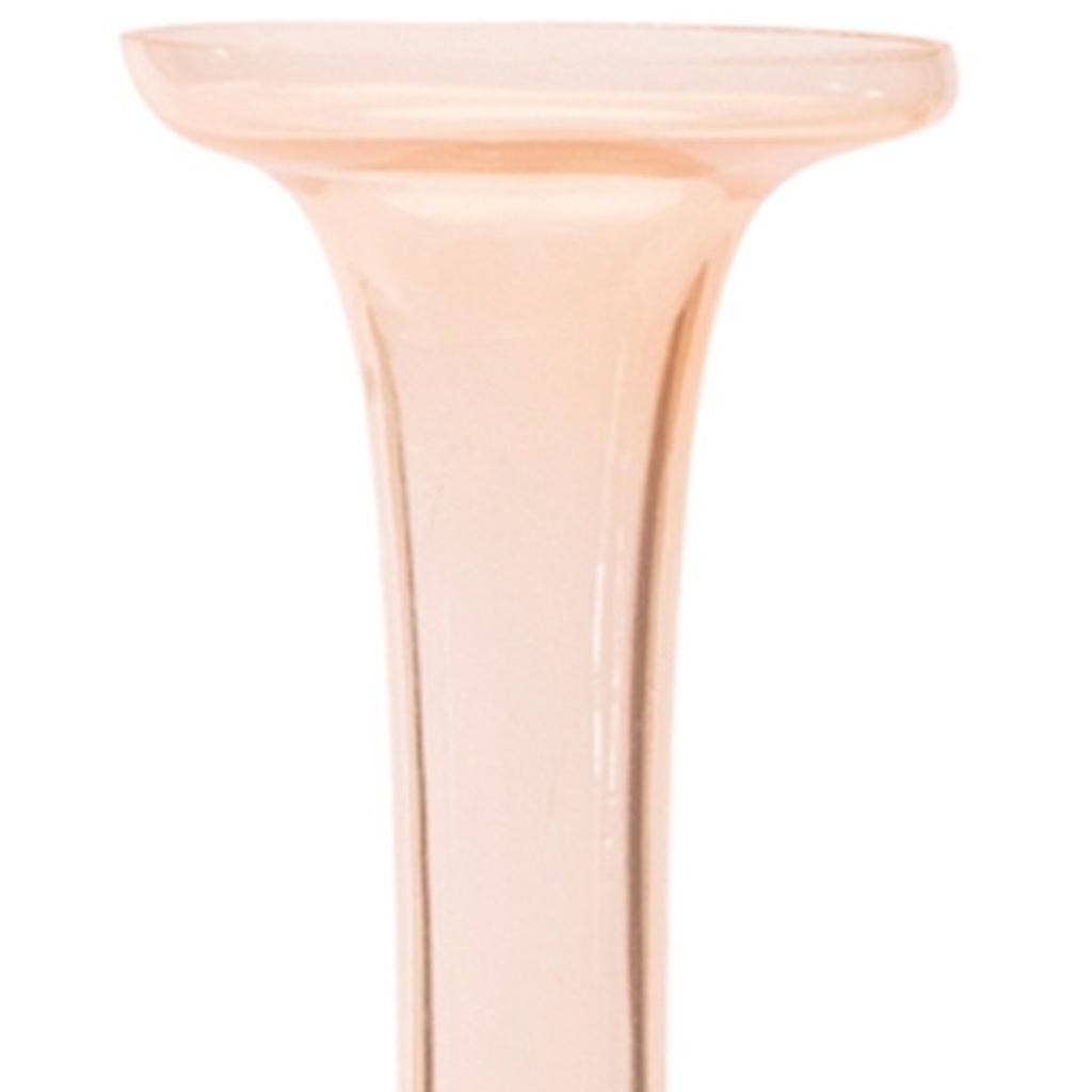 Set of Two 11" Pink Glass Trumpet Table Vases