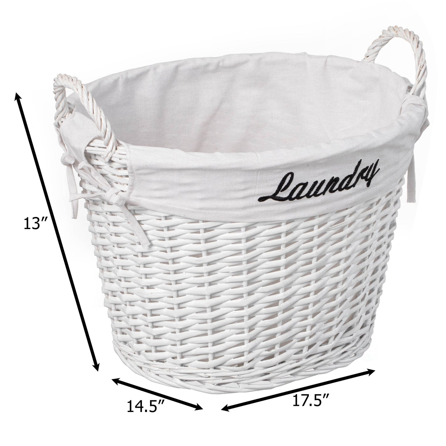 Wickerwise Handwoven Laundry Basket with Liner & Handles: Black