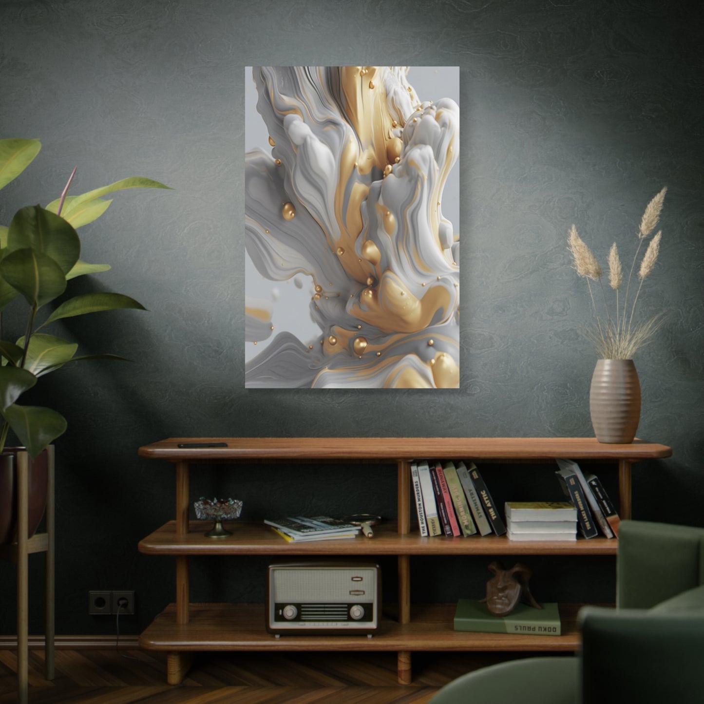 Gold, White, and Gray Liquid Fluid Modern Wall Art - part 2