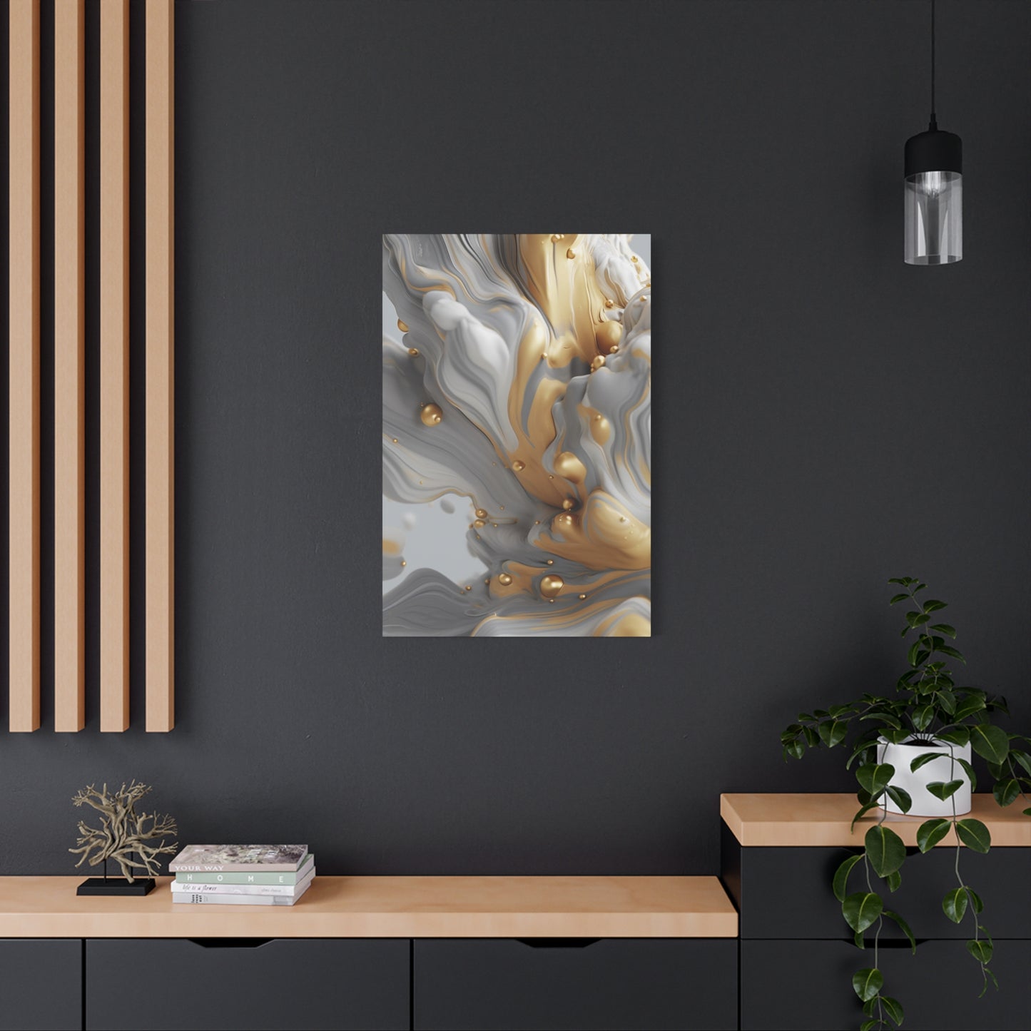 Gold, White, and Gray Liquid Fluid Modern Wall Art - part 2